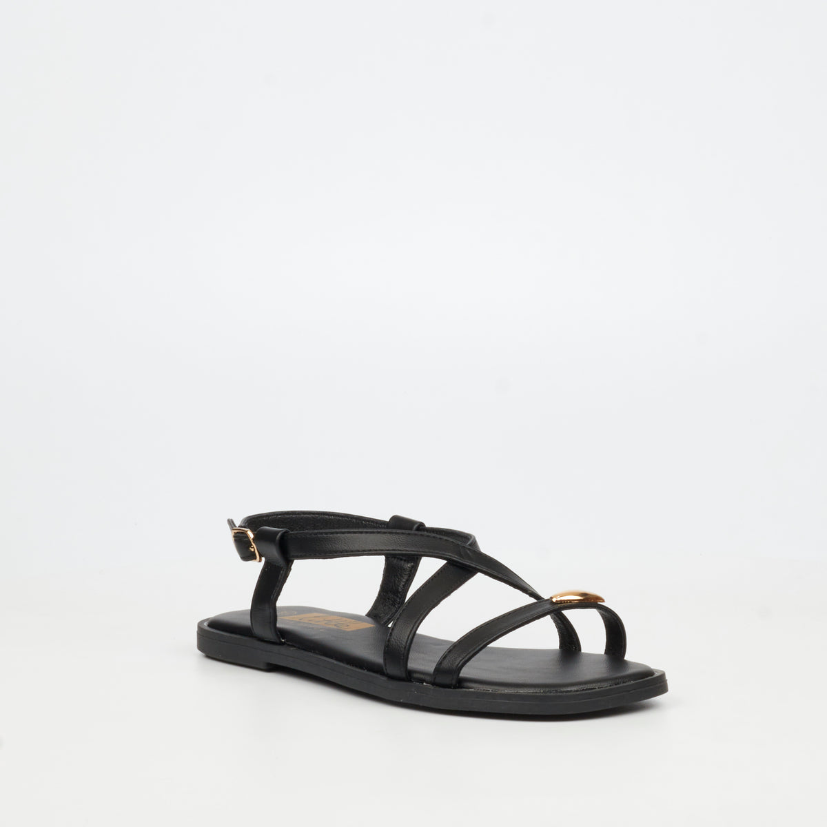 Little Miss Black Amy 2 Flat Sandal - Black footwear Little Miss Black