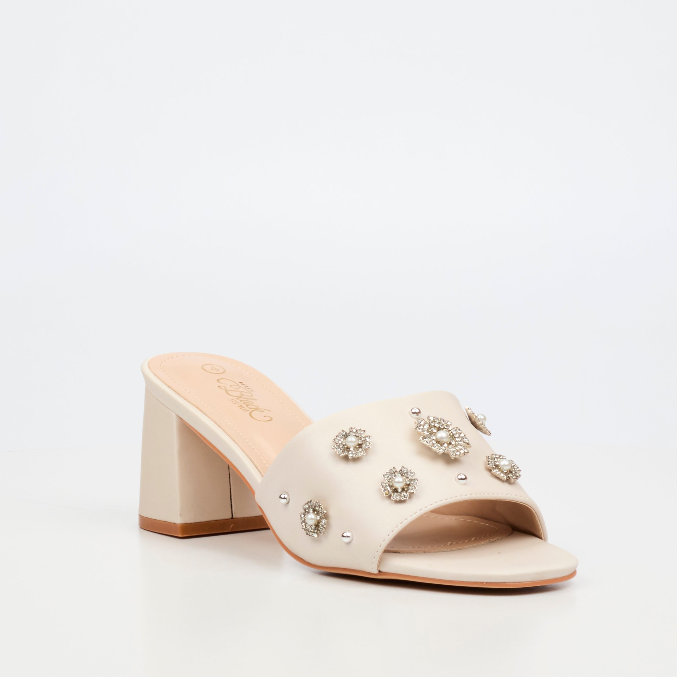 Miss Black Bardot 9 Heel - Champagne footwear Miss Black