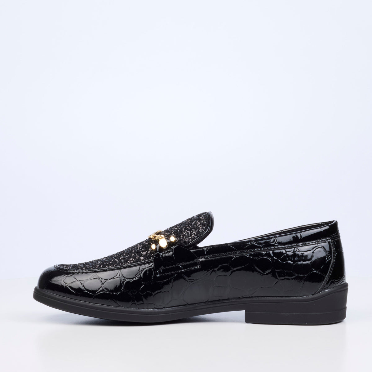 Mazerata Biter 1 Rhinestone/Croc Shoe - Black