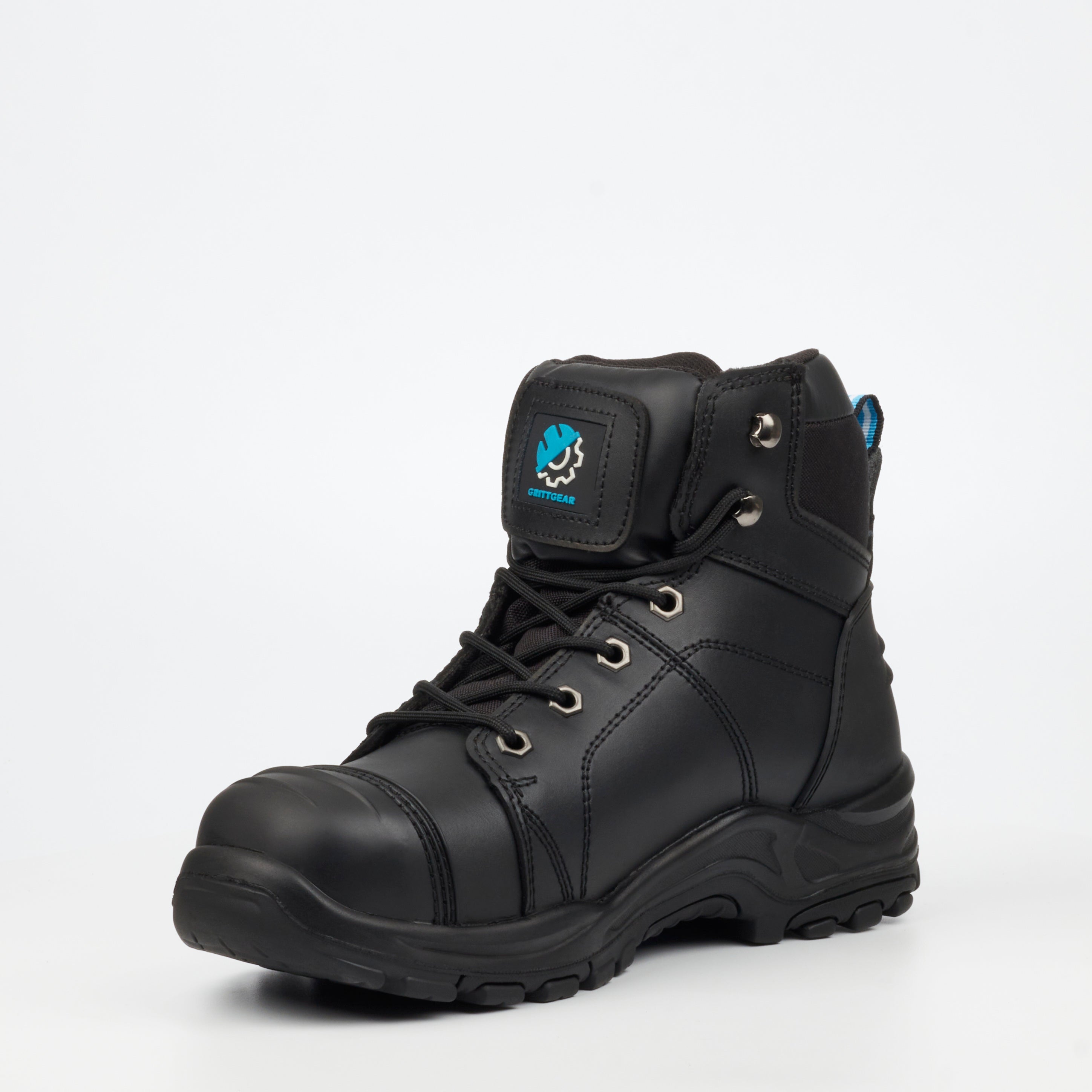 Grittgear Flint S1P Genuine Leather Safety Boot - Black safety Grittgear