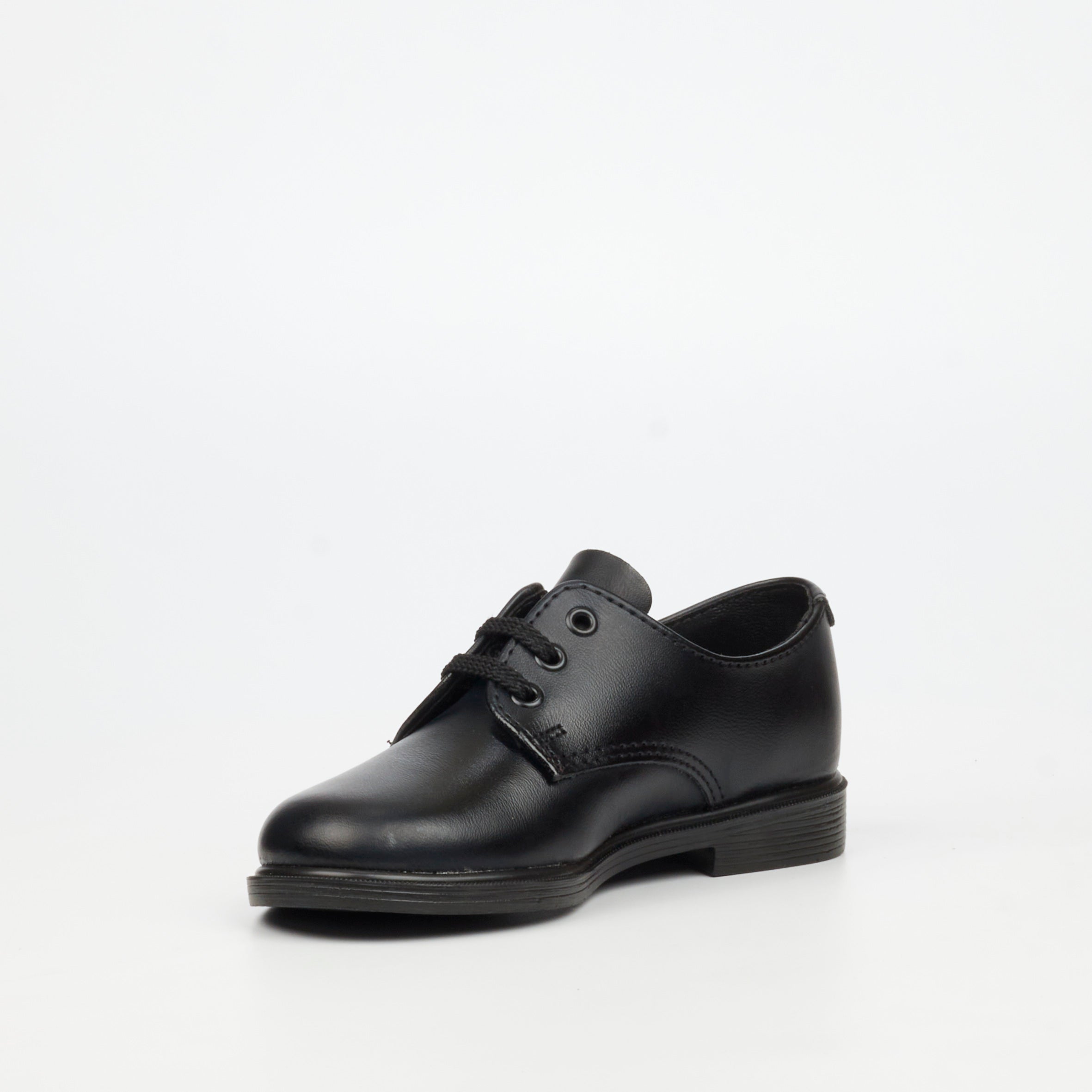 Genius Younger Boys Lace Up Leather School Shoe - Black footwear External