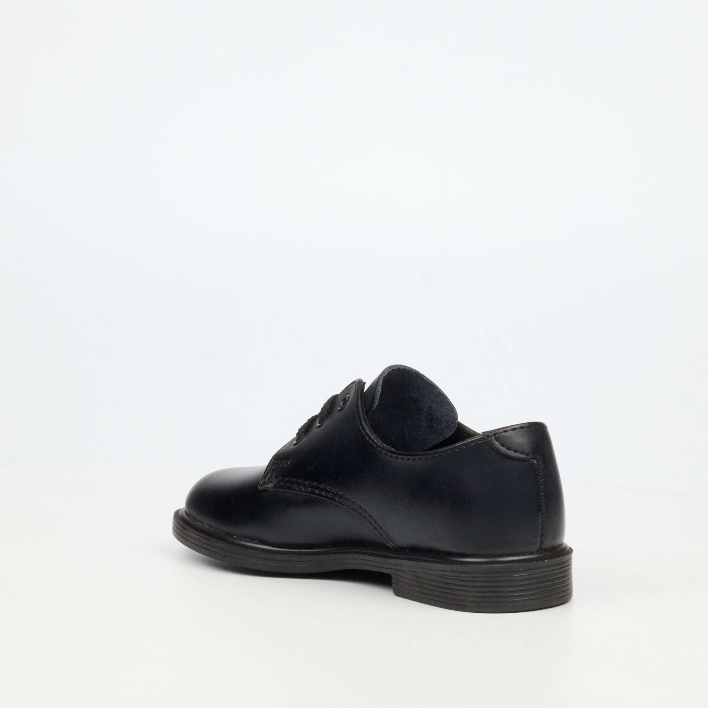 Genius Younger Boys Lace Up Leather School Shoe - Black footwear External