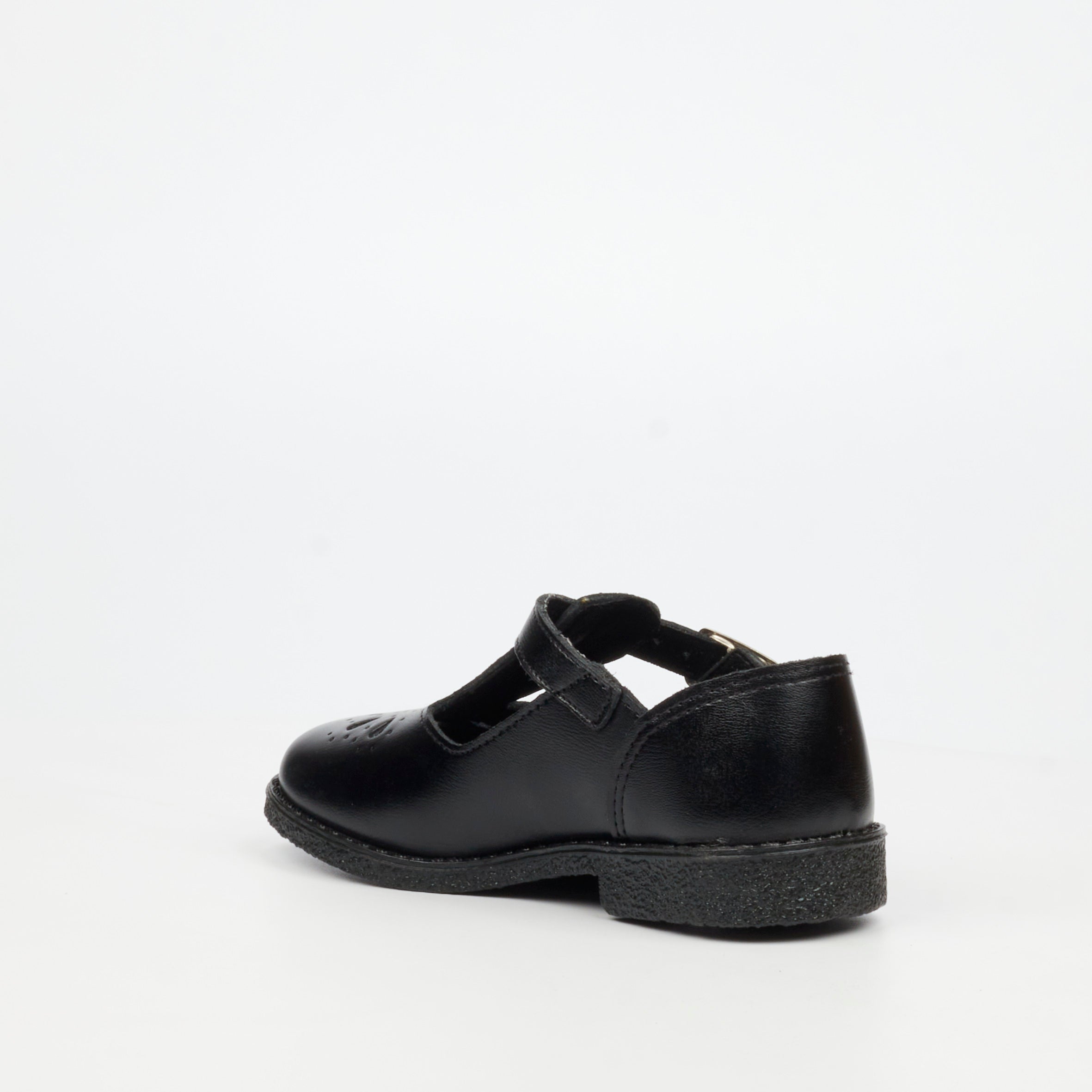 Genius Younger Girls T-Bar Leather School Shoe - Black footwear External