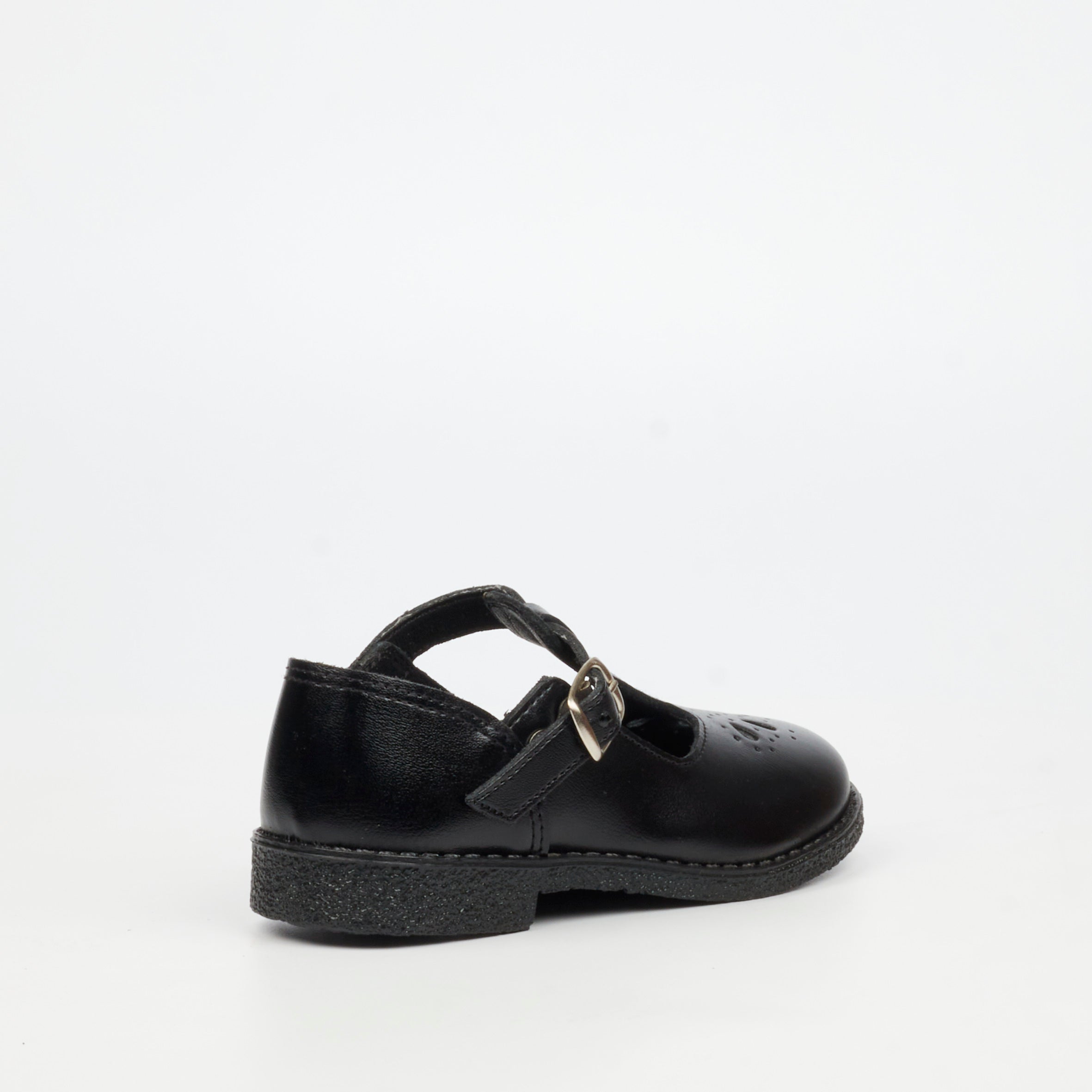 Genius Younger Girls T-Bar Leather School Shoe - Black footwear External