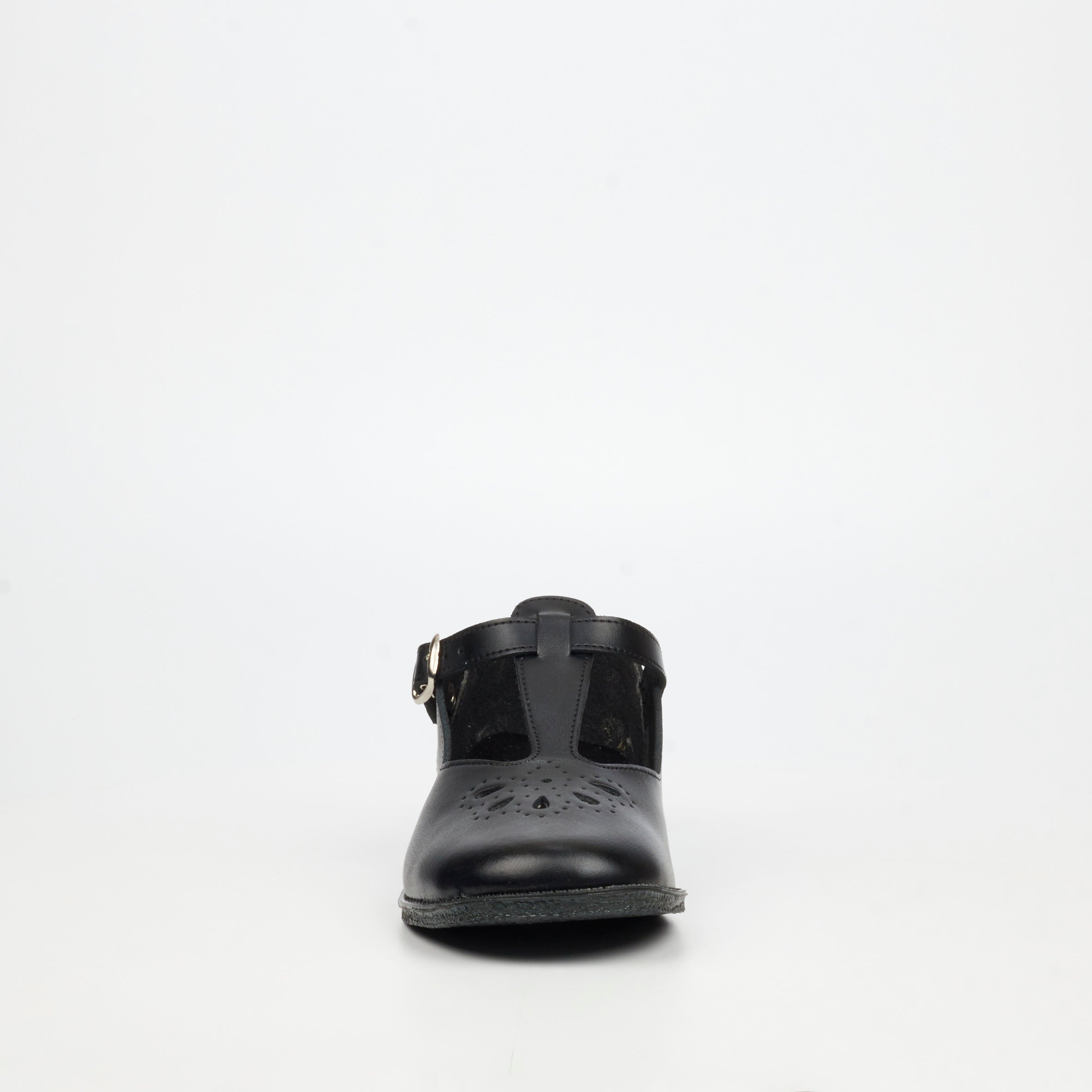 Genius Older Girls T-Bar Leather School Shoe - Black footwear External