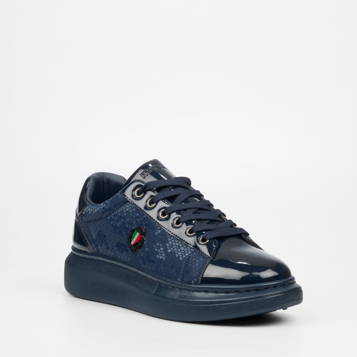 Mazerata Kelvis 6 Faux Patent / Snake Sneakers - Navy footwear Mazerata