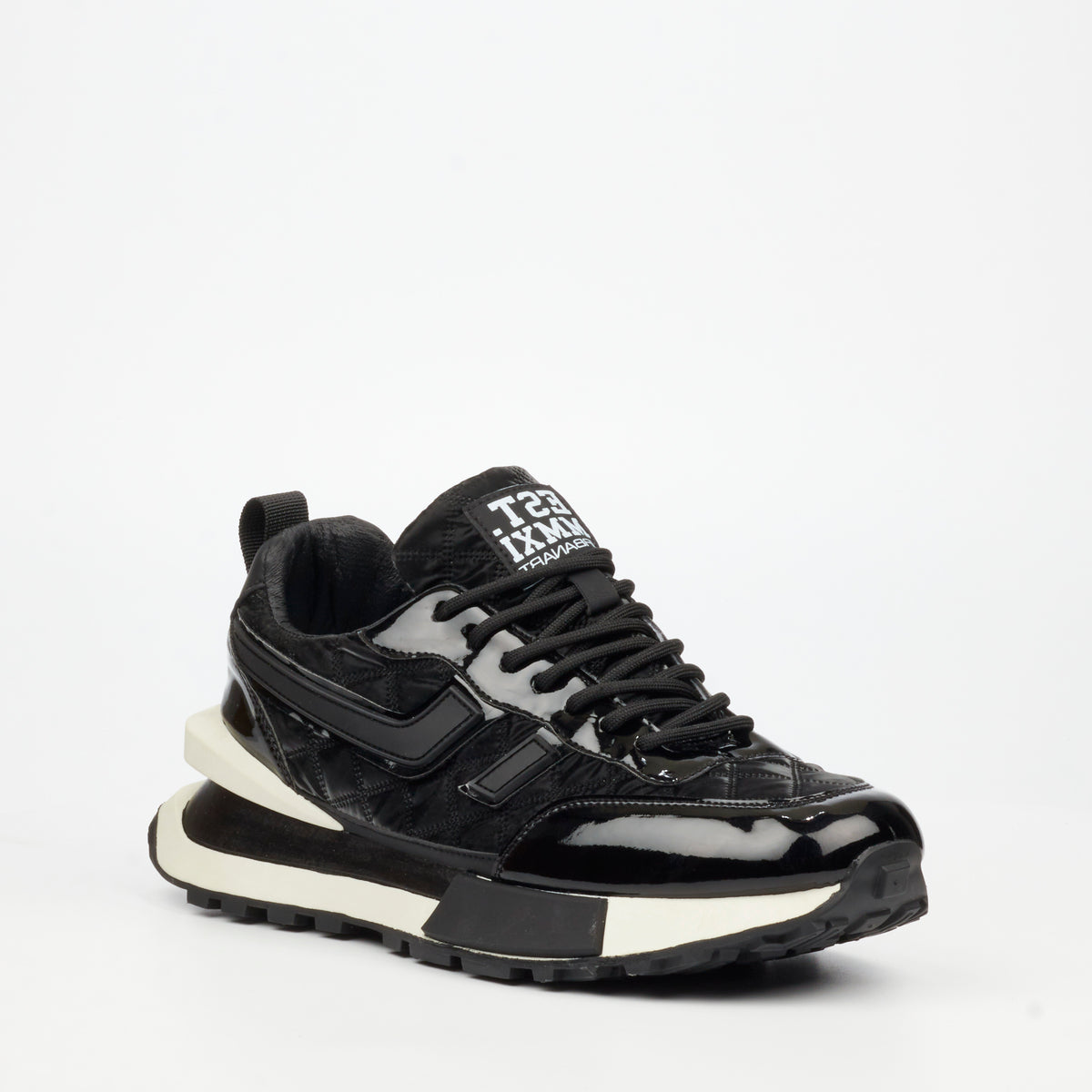 Urbanart Lattitude 3 Faux Patent / Nylon Sneaker - Black