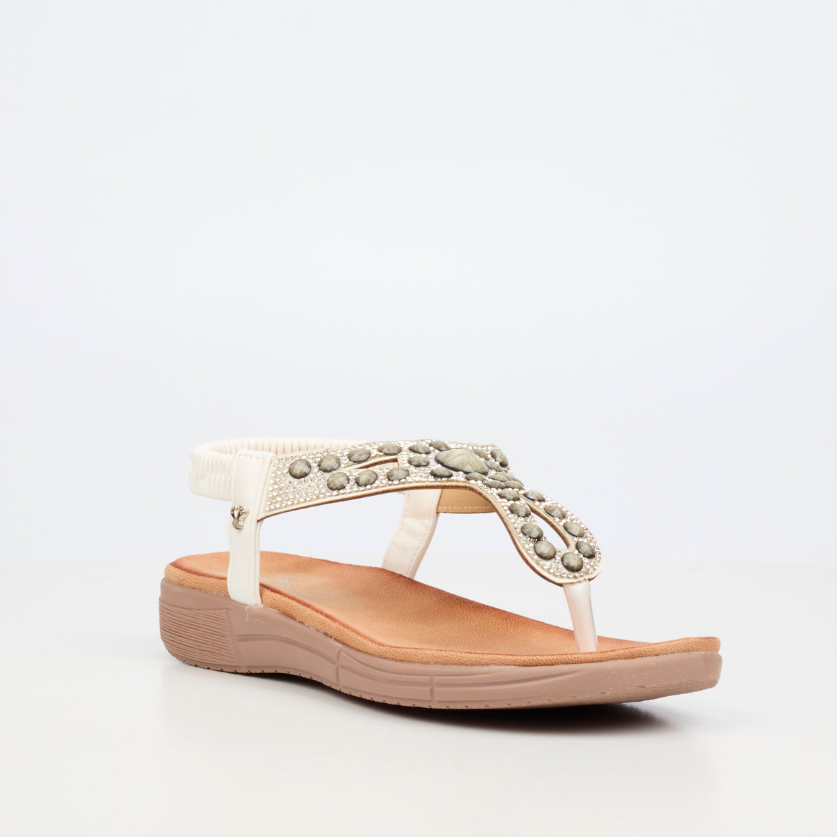 Butterfly Feet Mylee 1 Flat Sandals - White footwear Butterfly Feet