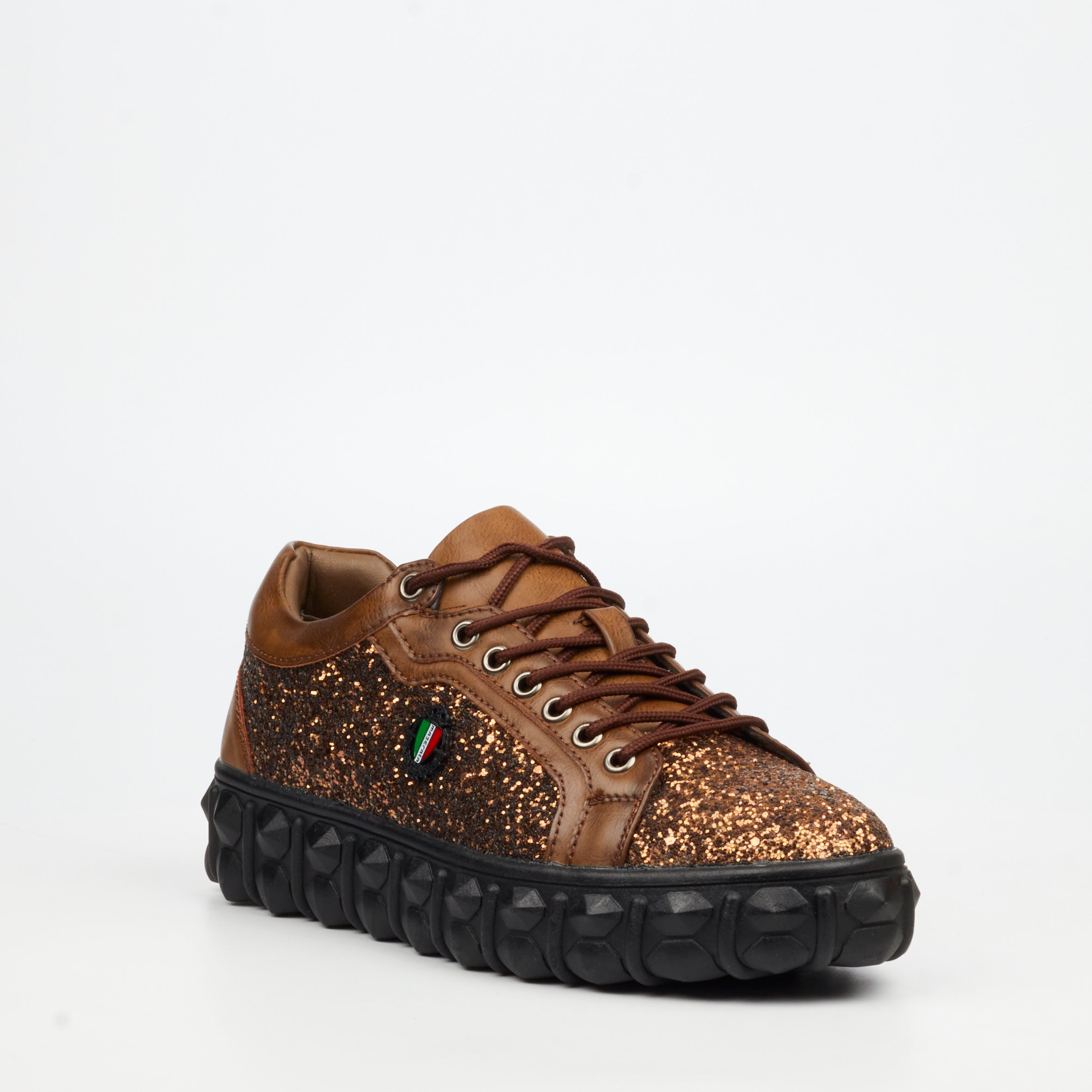 Mazerata Pigale 10 Rhinestone Sneaker - Brown footwear Mazerata
