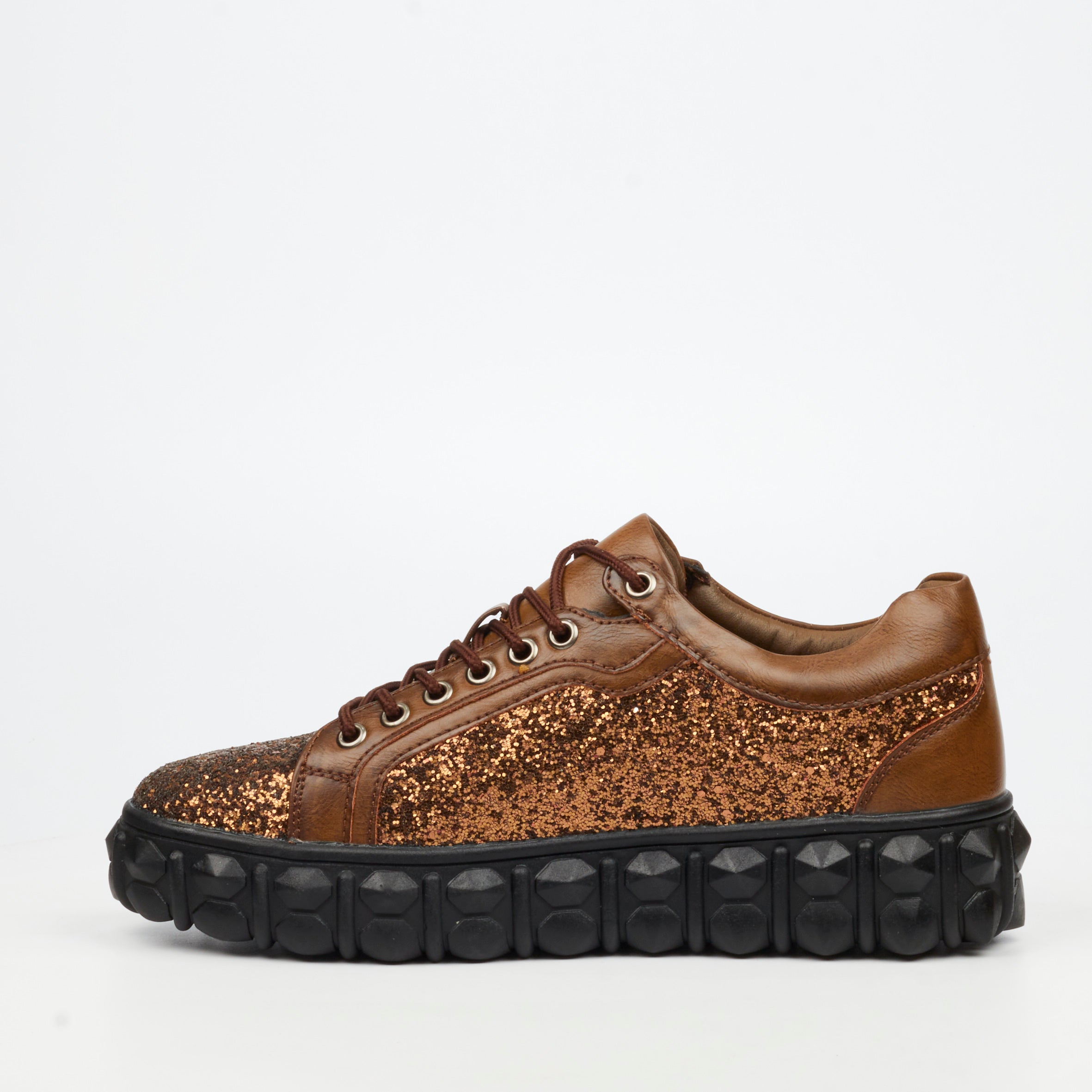 Mazerata Pigale 10 Rhinestone Sneaker - Brown footwear Mazerata