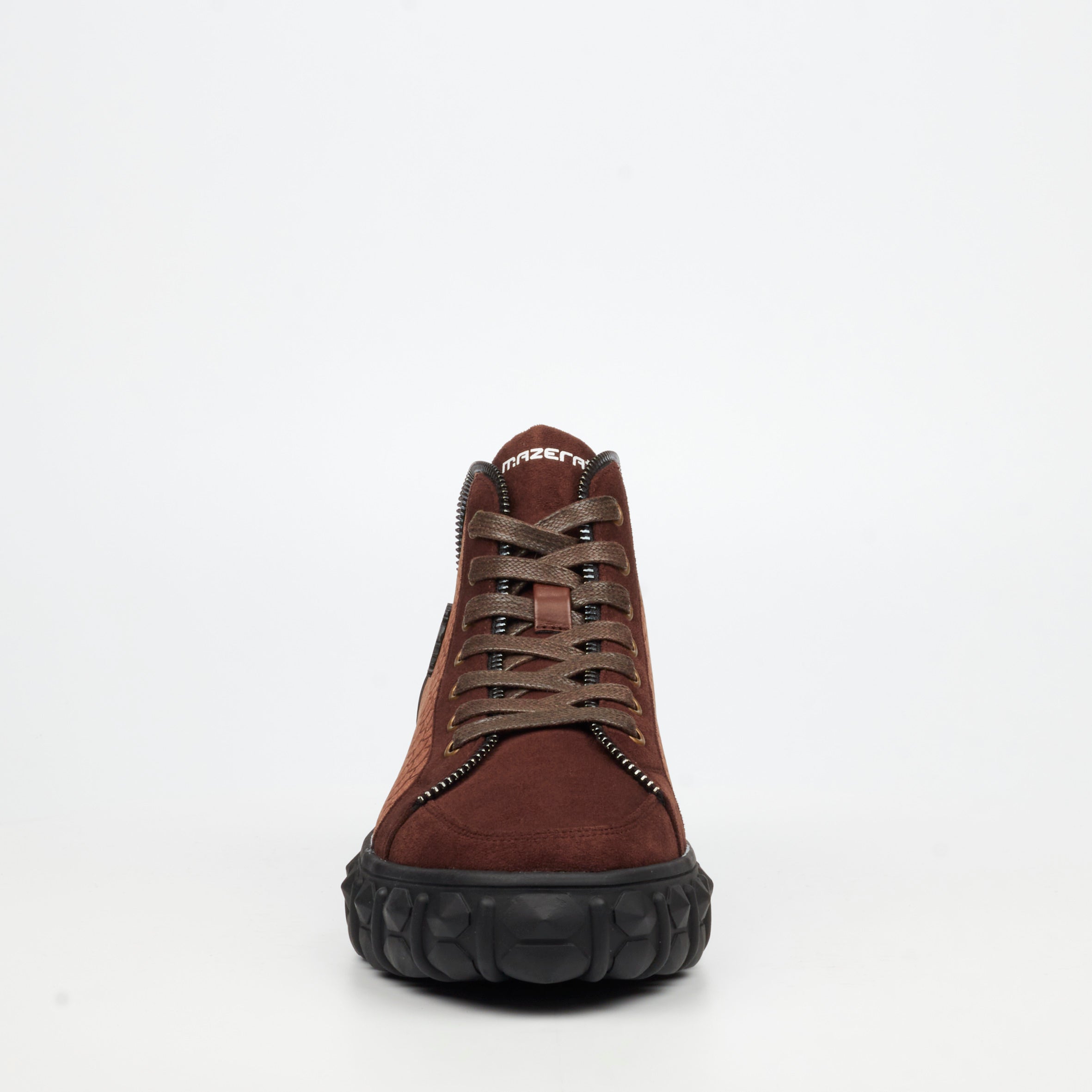Mazerata Pigale 15 Faux Suede / Print Ankle Boot - Chocolate footwear Mazerata