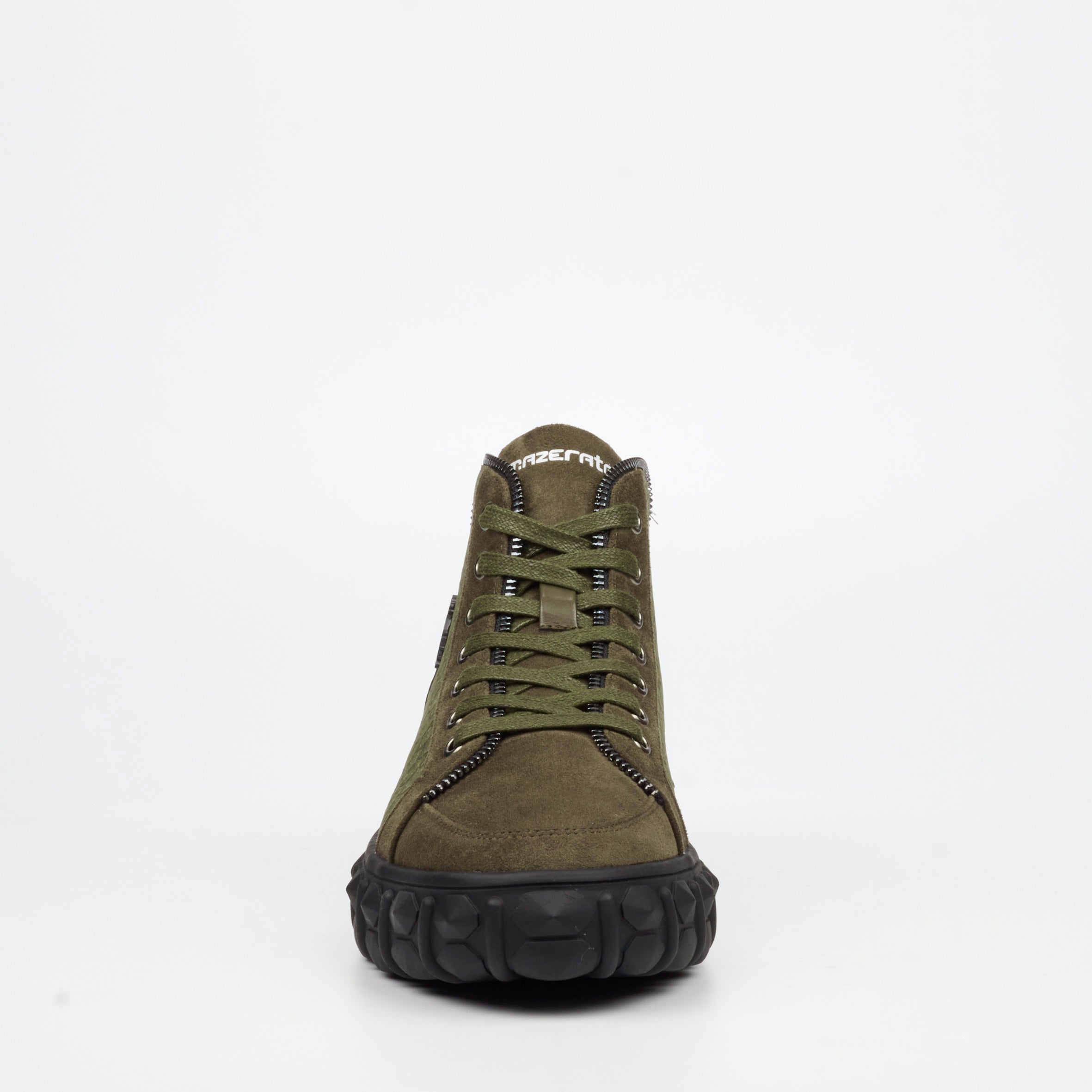 Mazerata Pigale 15 Faux Suede / Print Ankle Boot - Olive footwear Mazerata