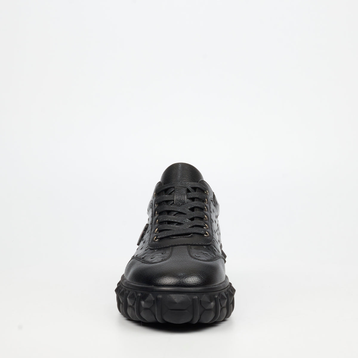 Mazerata Pigale 18 Faux Ostrich Wax Sneakers - Black footwear Mazerata