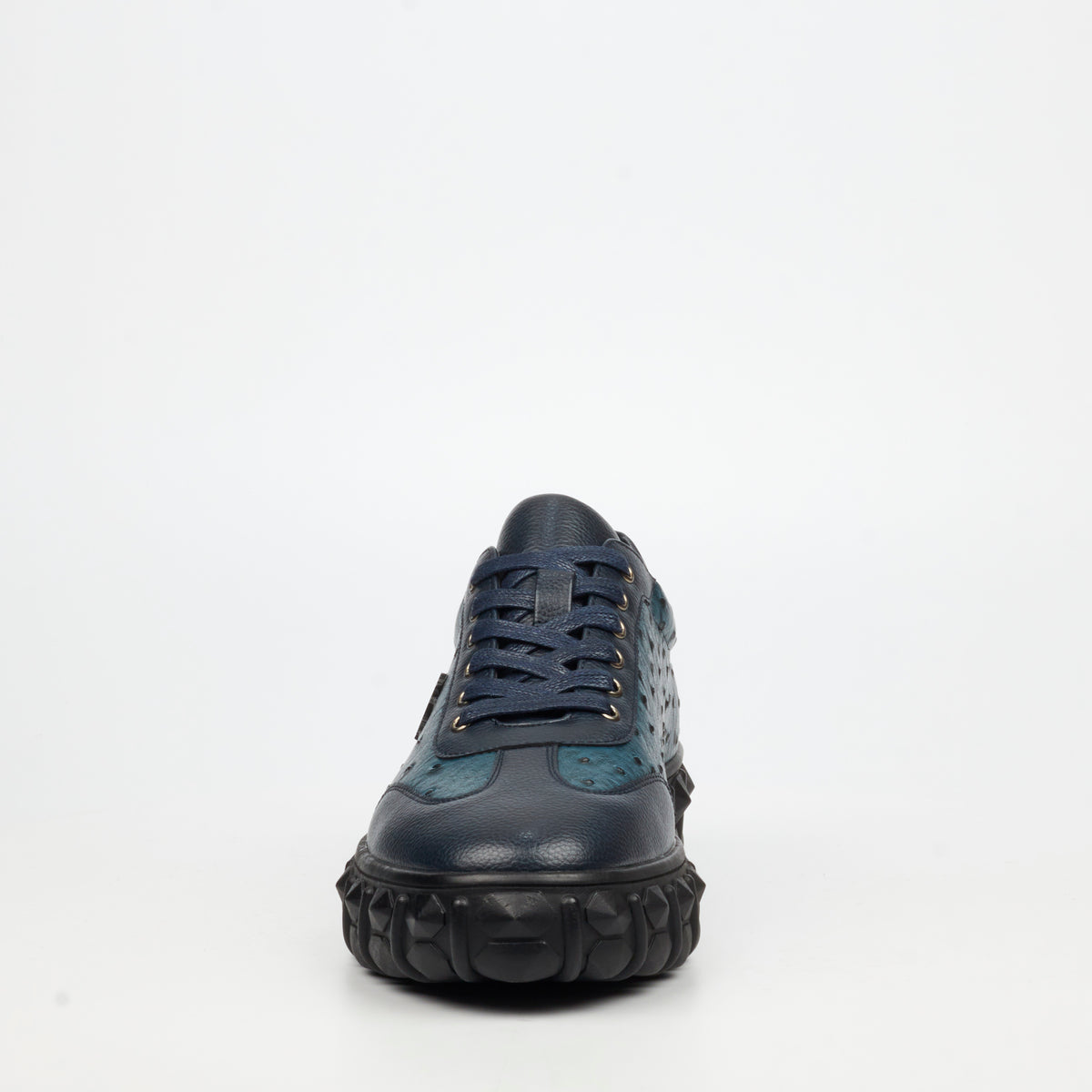 Mazerata Pigale 18 Faux Ostrich Wax Sneakers - Navy footwear Mazerata