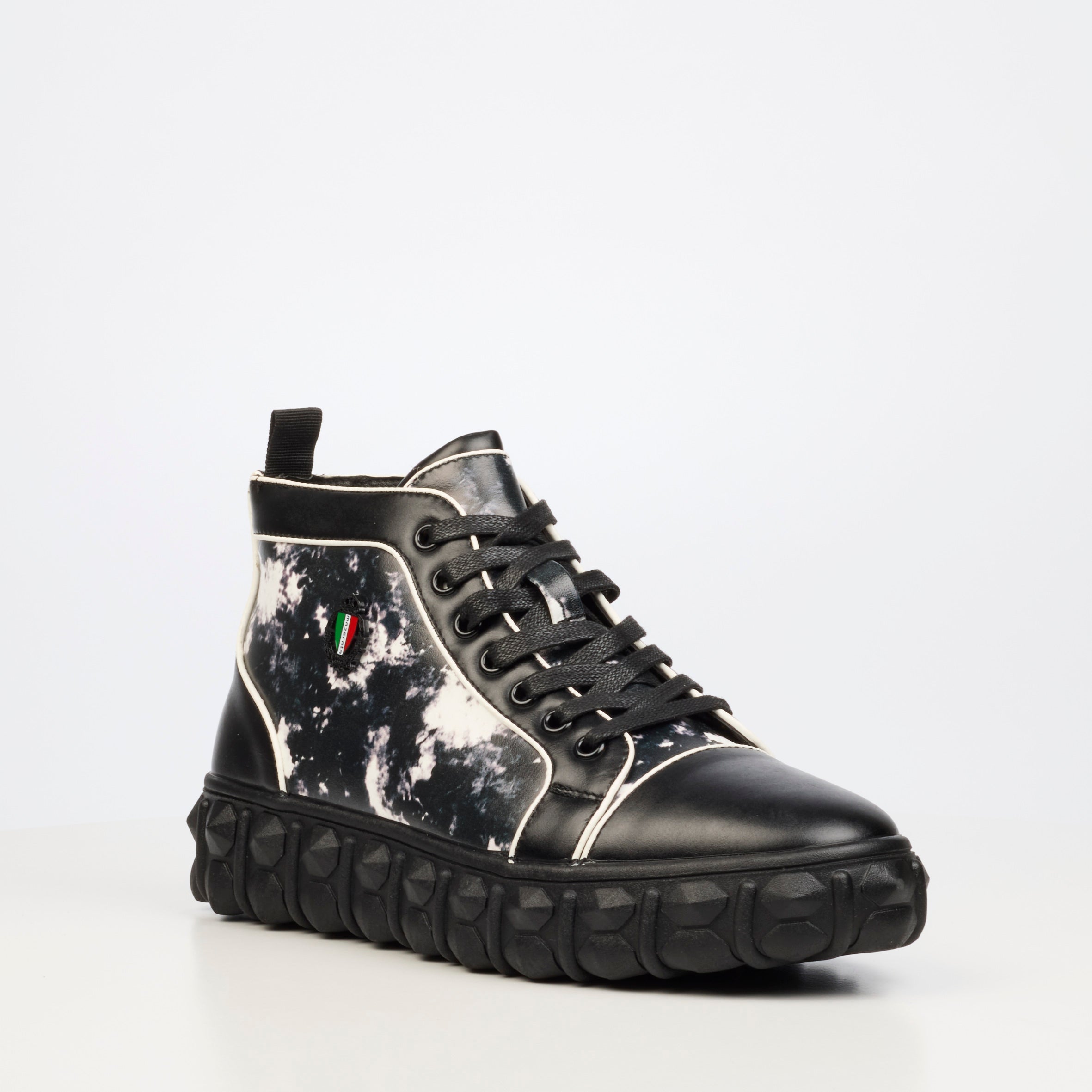 Mazerata Pigale 32 Faux Wax / Print Ankle Boot - Black