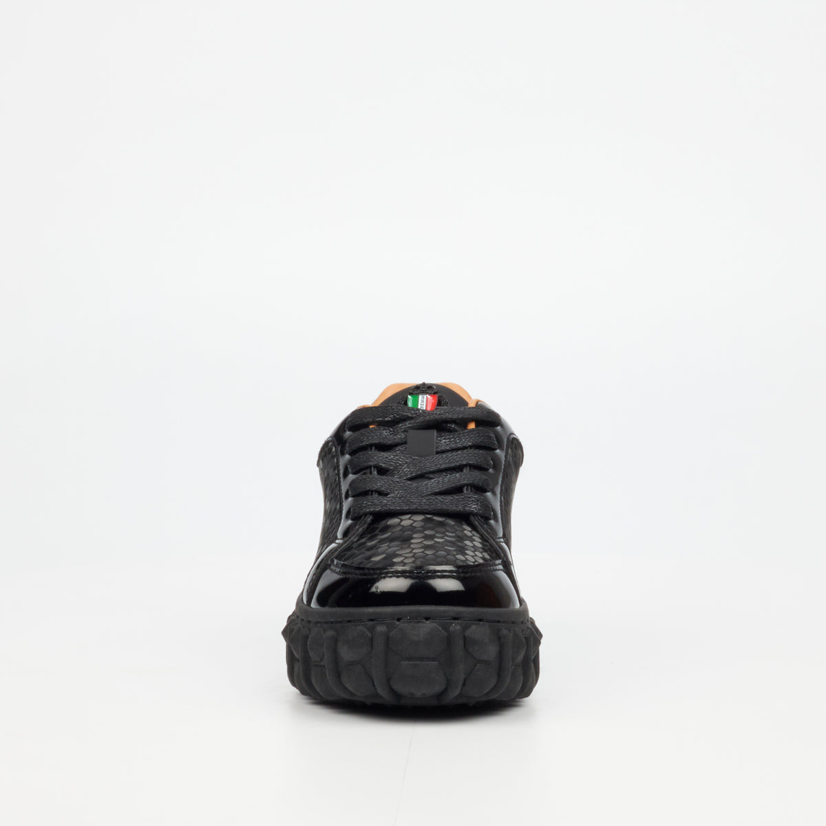 Mazerata Pigale 37 Faux Patent / Snake Sneaker - Black (Youth) footwear Mazerata
