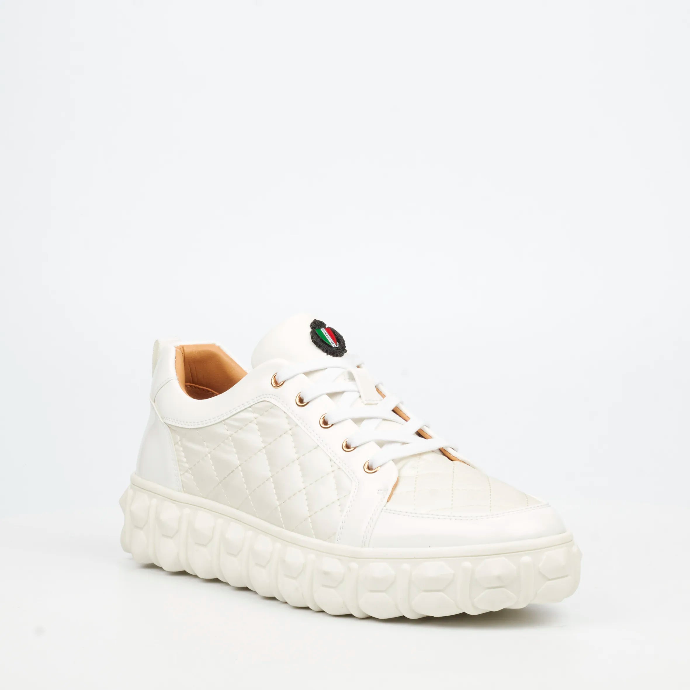 Mazerata Pigale 38 Faux Patent / Nylon Sneaker - White footwear Mazerata