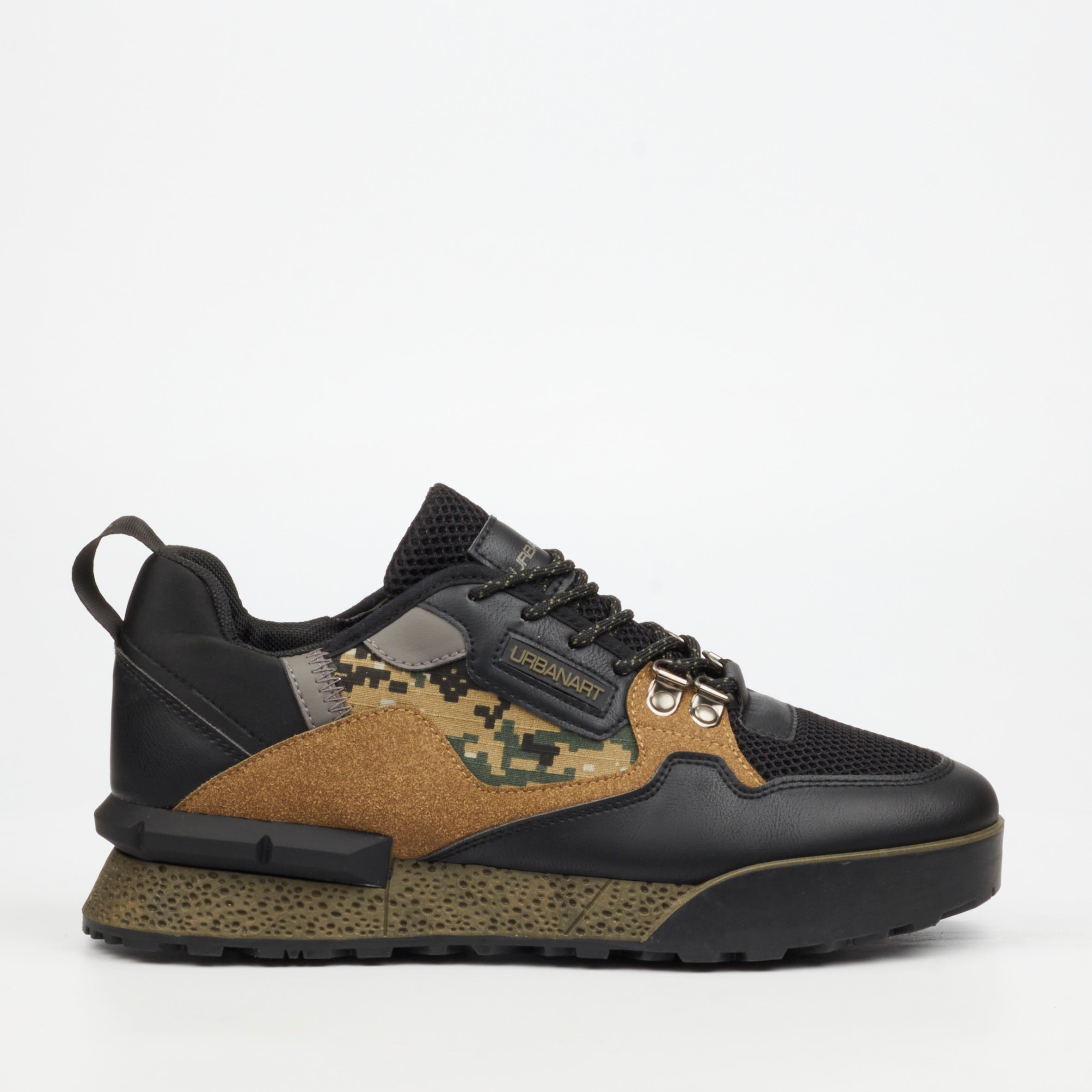 Urbanart Play 29 Faux Wax / Mesh Sneaker - Olive footwear Urbanart