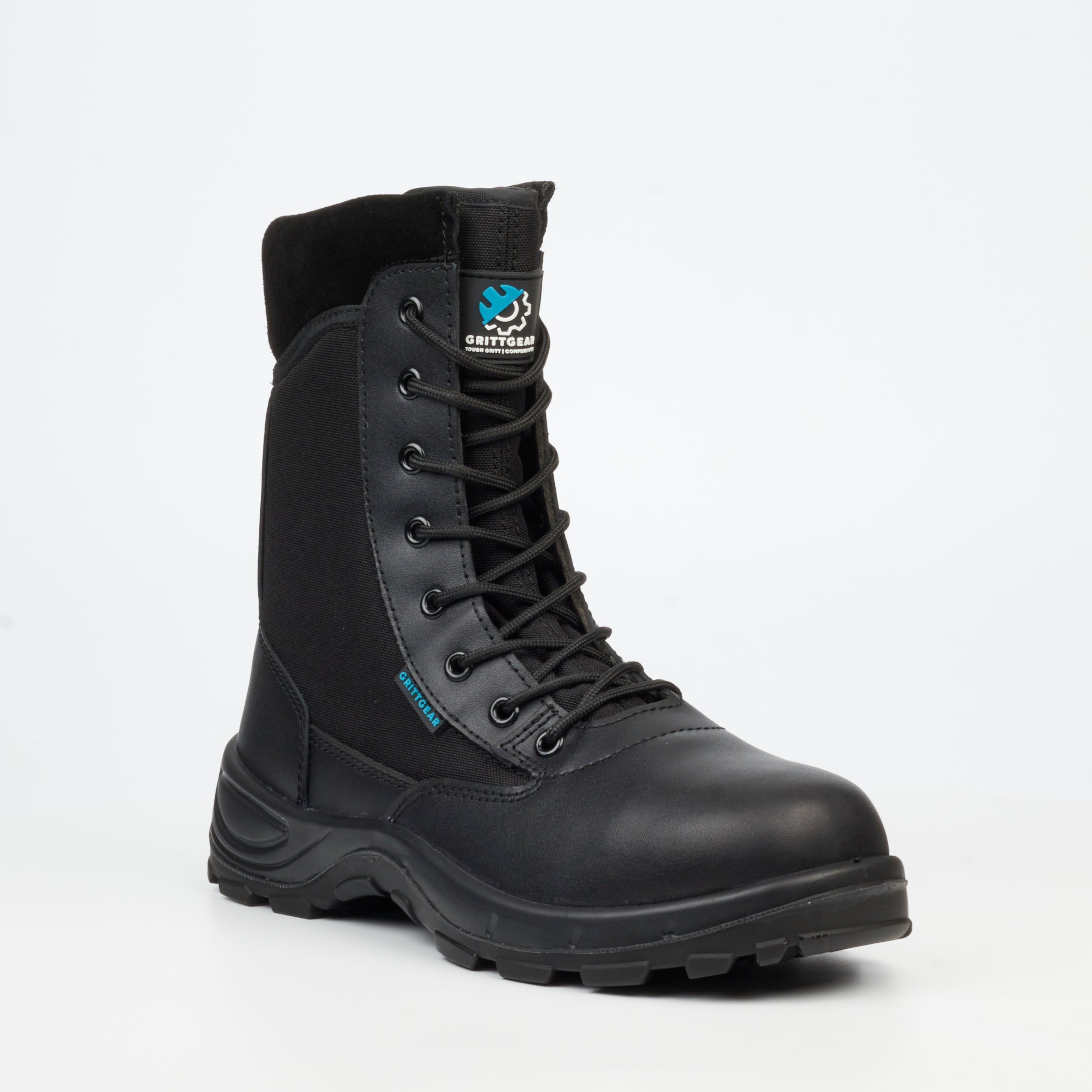 Grittgear Stealth 1 Genuine Smooth Leather / Canvas Ankle Boot - Black safety Grittgear