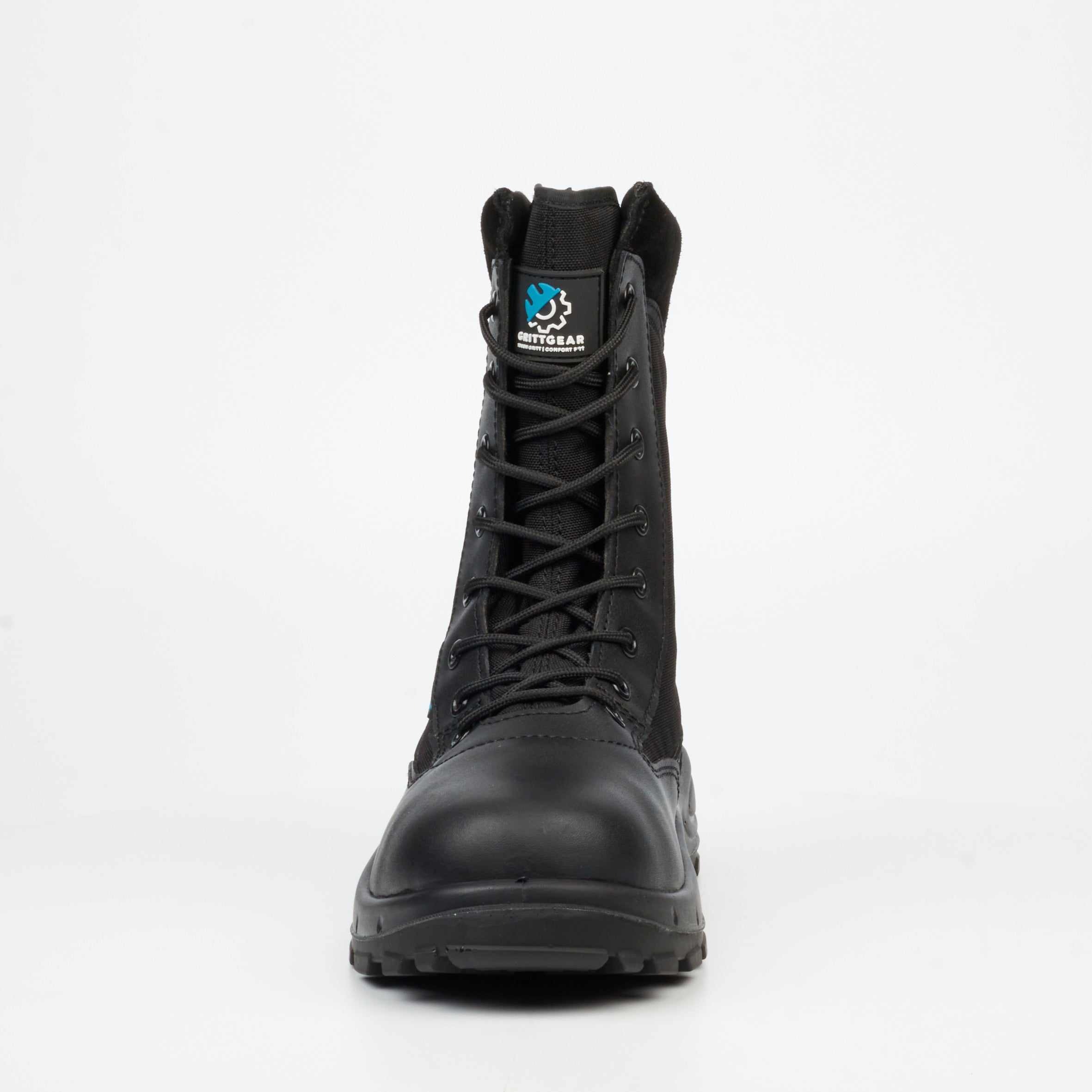 Grittgear Stealth 1 Genuine Smooth Leather / Canvas Ankle Boot - Black safety Grittgear