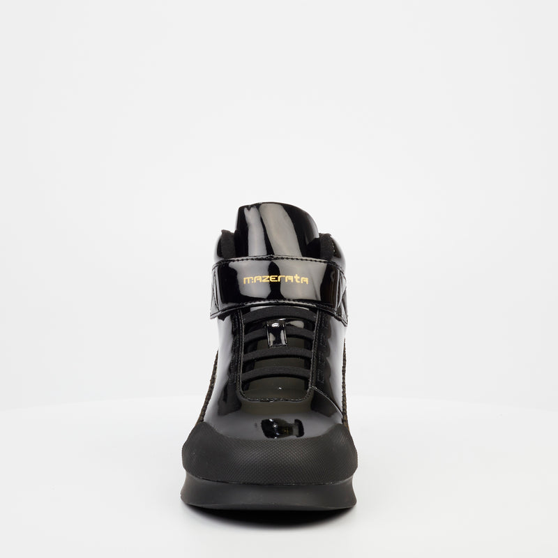 Mazerata Valentino 16 Faux Patent / Faux Suede Sneaker - Olive footwear Mazerata   