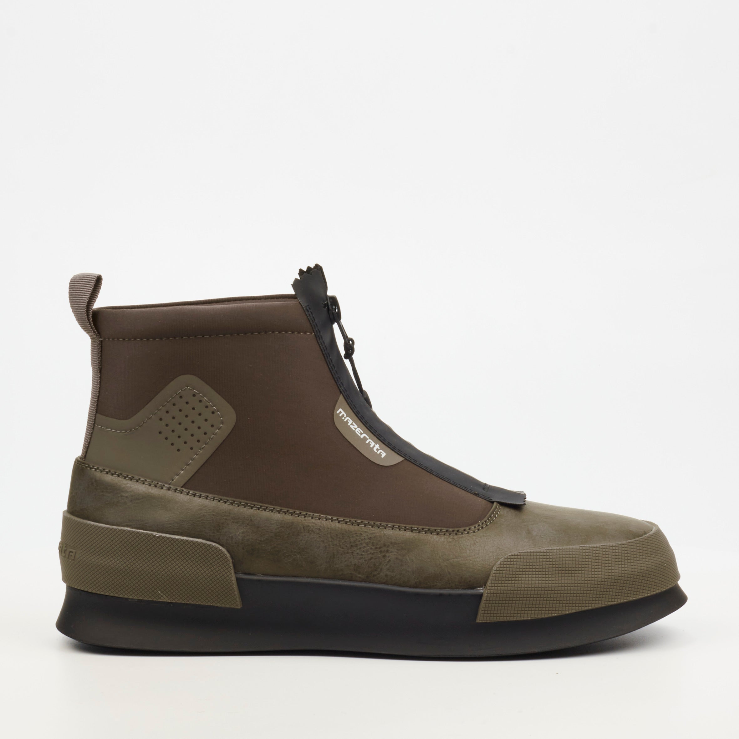 Mazerata Valentino 20 Faux Leather / Lycra Sneaker - Olive footwear Mazerata