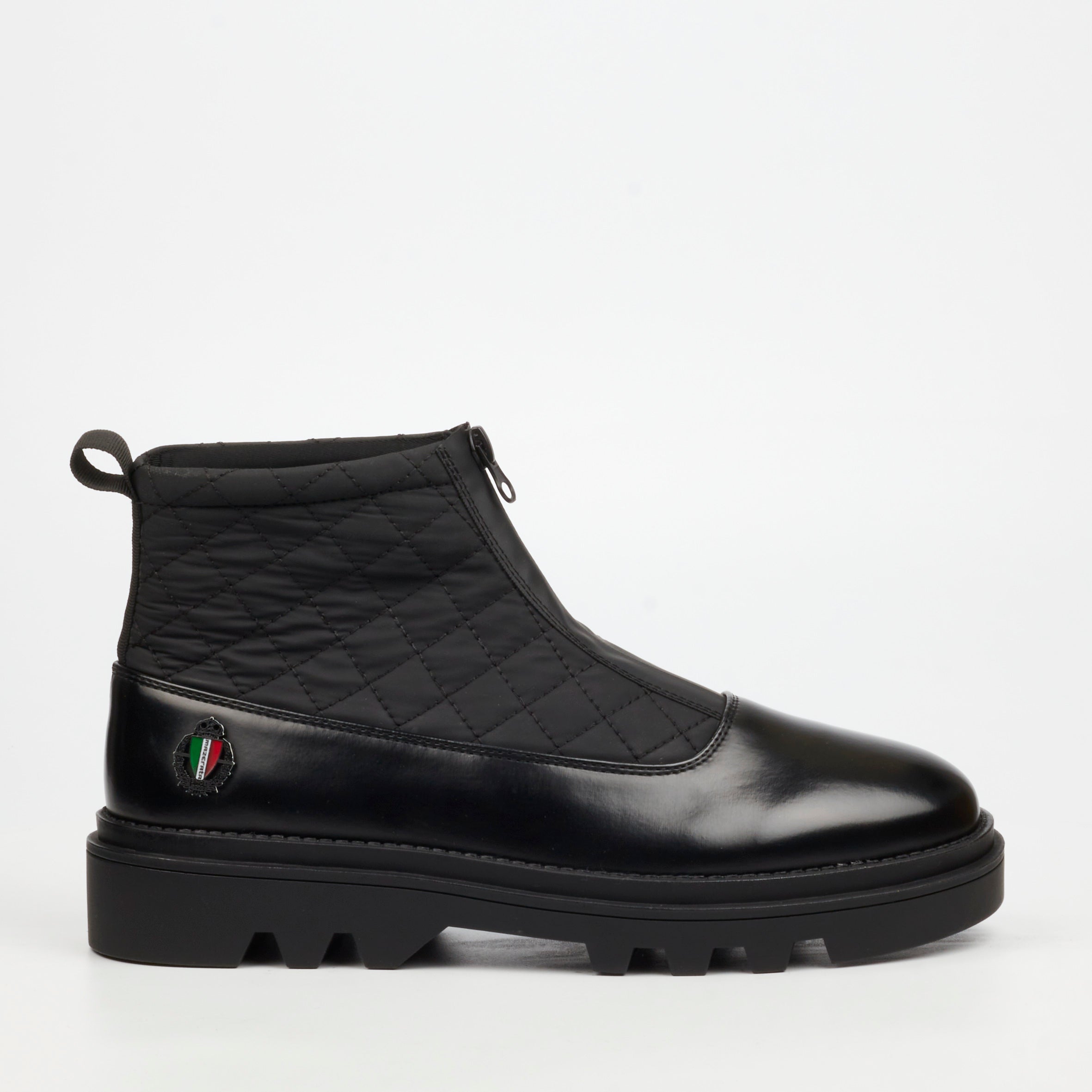 Mazerata Vinchey 9 Nylon / Faux Wax Ankle Boot - Black footwear Mazerata