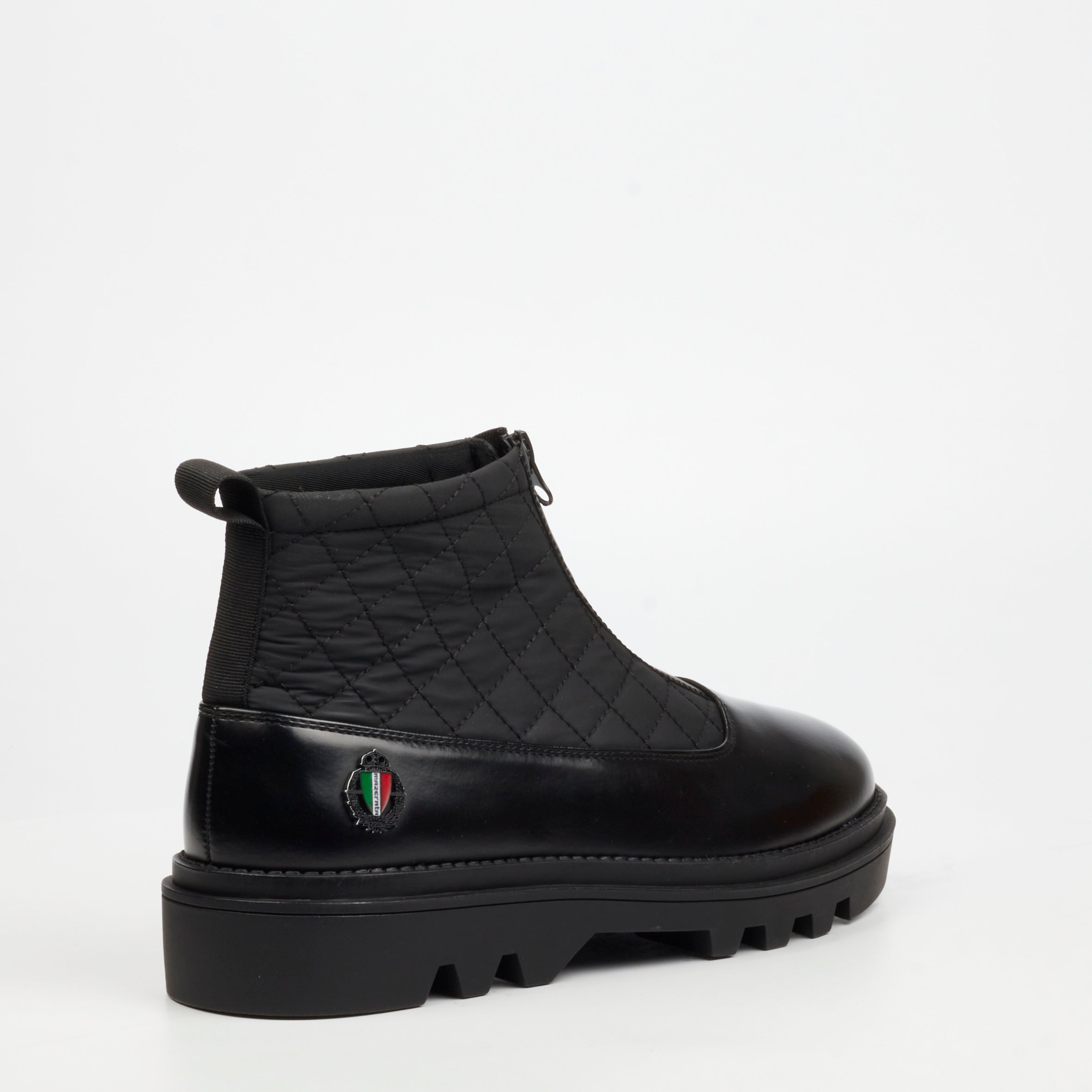 Mazerata Vinchey 9 Nylon / Faux Wax Ankle Boot - Black footwear Mazerata