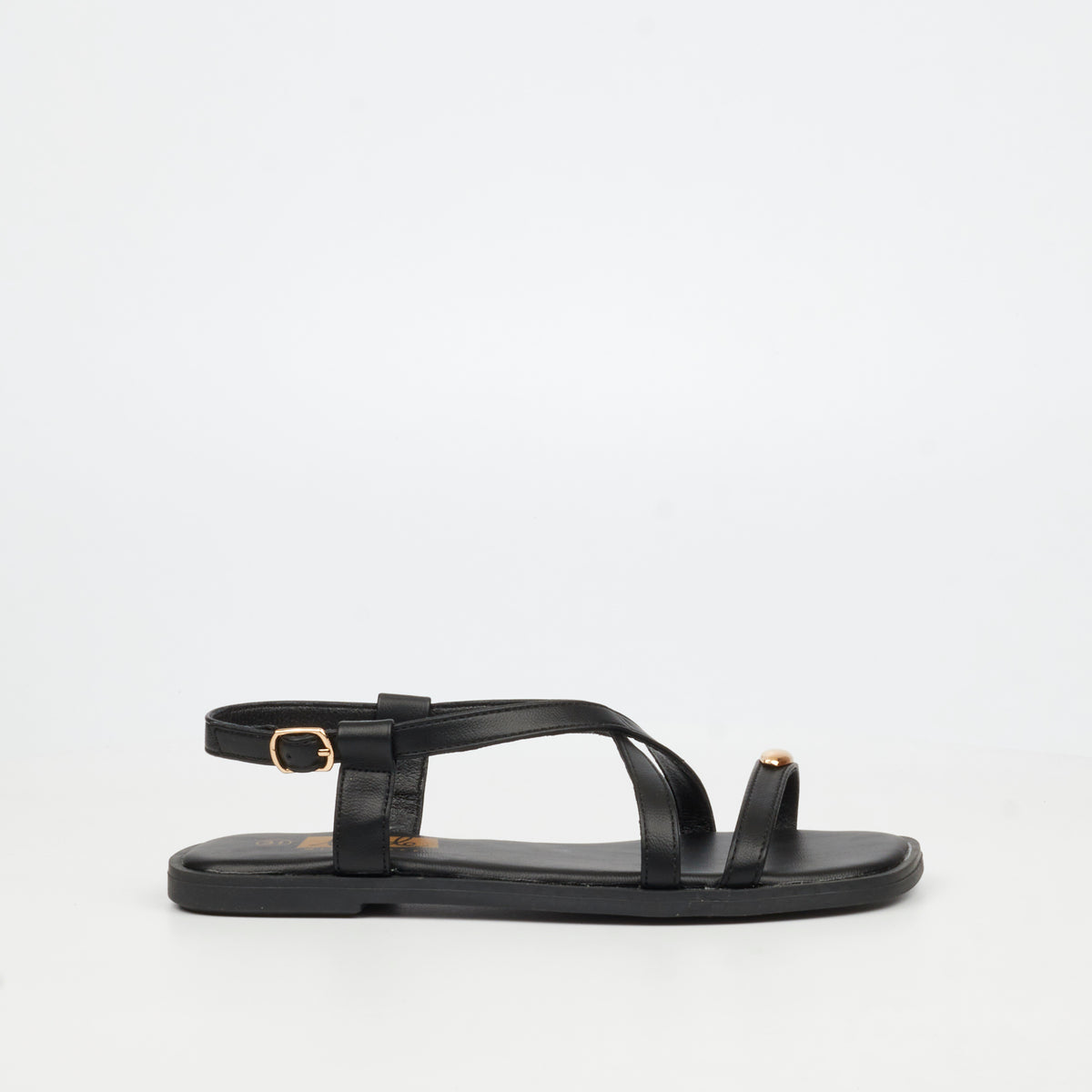 Little Miss Black Amy 2 Flat Sandal -  Black