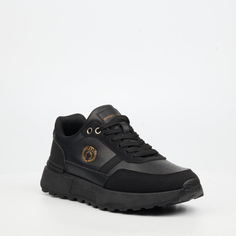 Mazerata Andrea 6 Faux Wax / Faux Nubuck Sneaker - Black