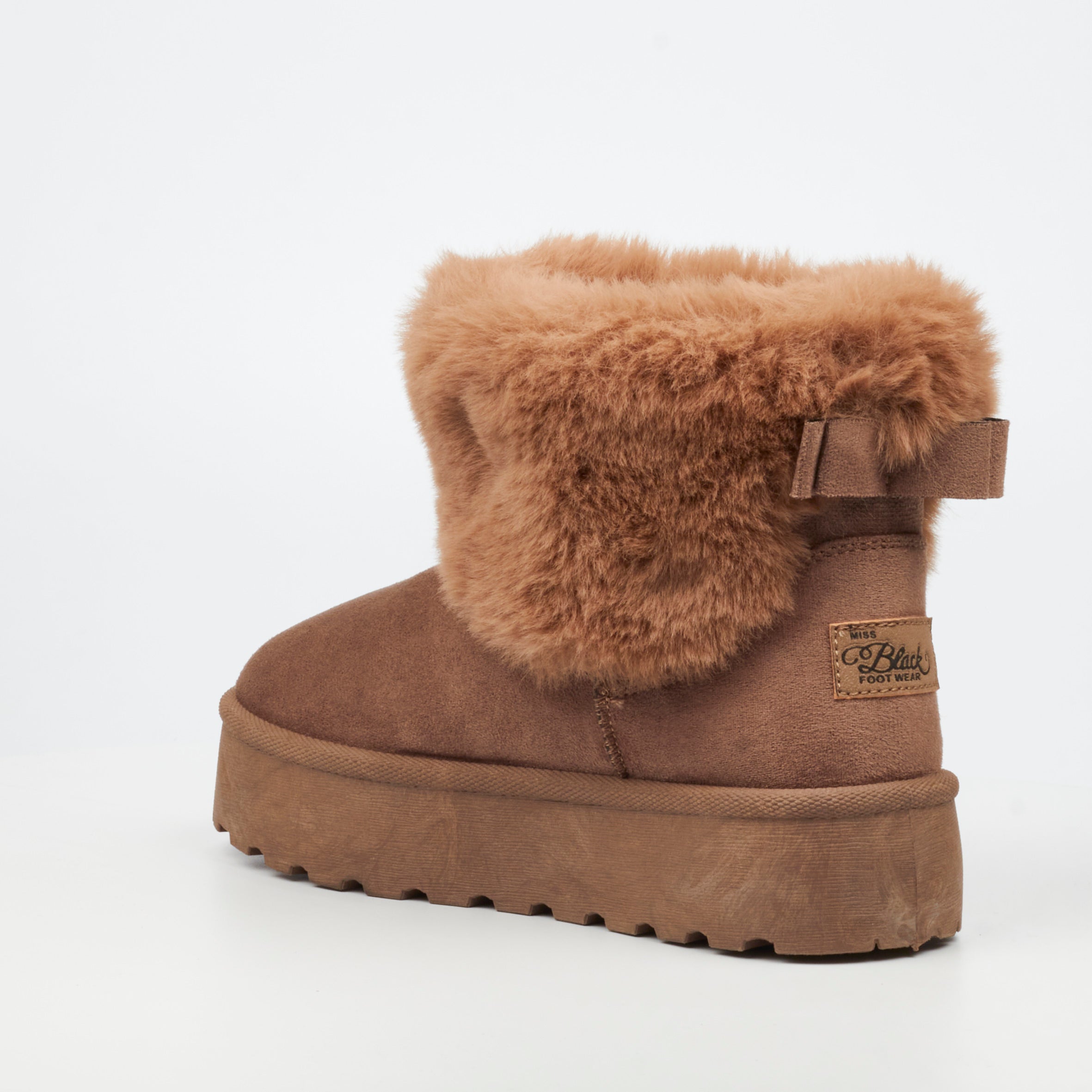 Miss Black Bae 1 Faux Suede Ankle Boot - Taupe footwear Miss Black