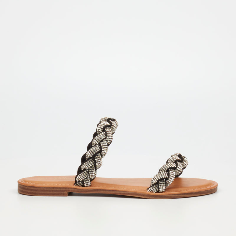 Miss Black Basil 4 Flat Sandal - Black footwear Miss Black   