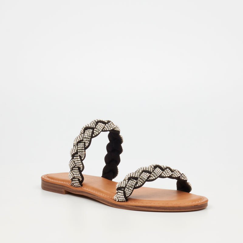 Miss Black Basil 4 Flat Sandal - Black footwear Miss Black   