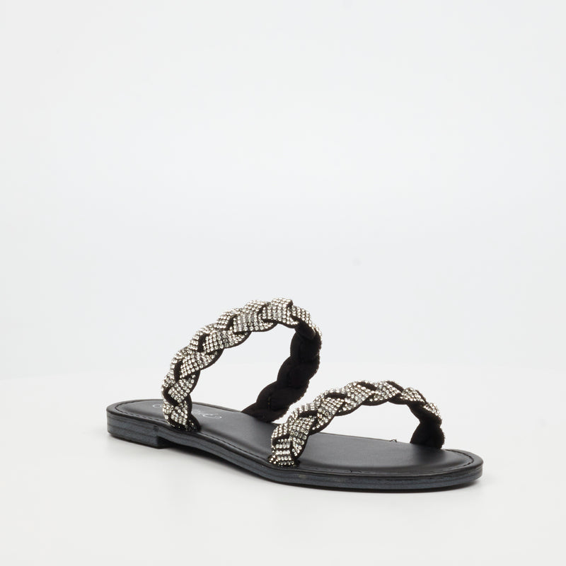 Miss Black Basil 4 Flat Sandal - Black footwear Miss Black