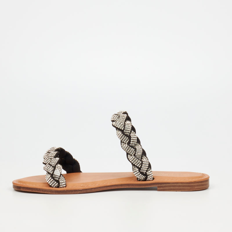 Miss Black Basil 4 Flat Sandal - Black footwear Miss Black   