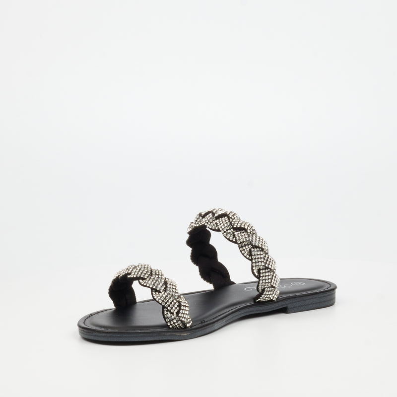 Miss Black Basil 4 Flat Sandal - Black footwear Miss Black