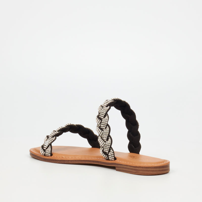 Miss Black Basil 4 Flat Sandal - Black footwear Miss Black   