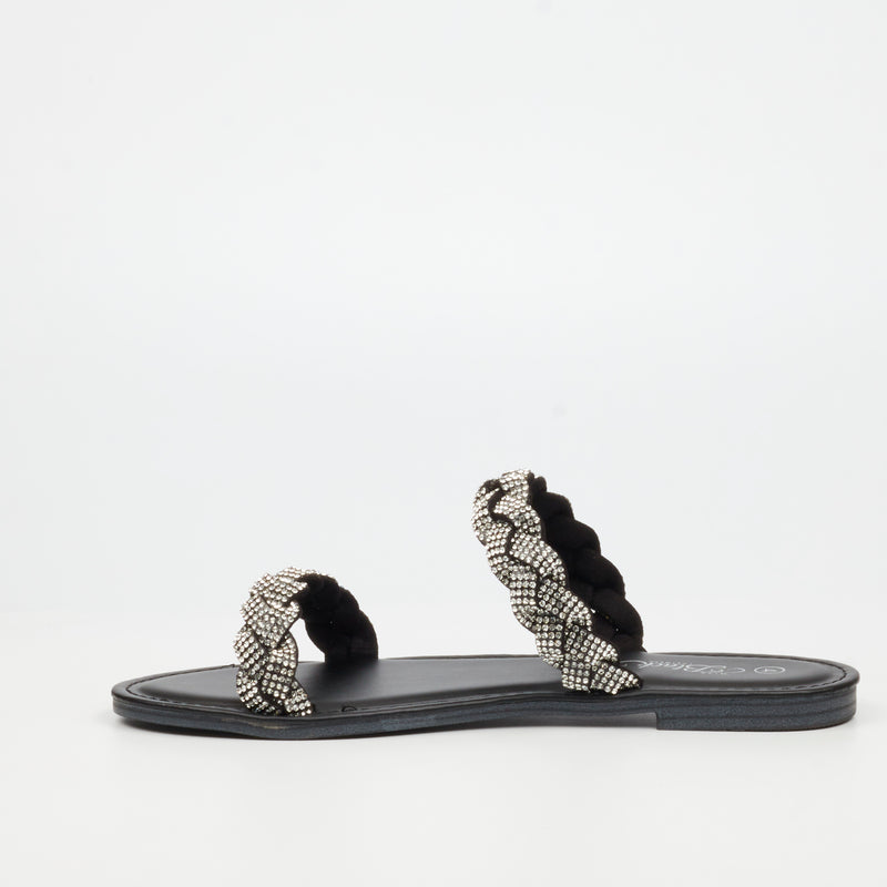 Miss Black Basil 4 Flat Sandal - Black footwear Miss Black