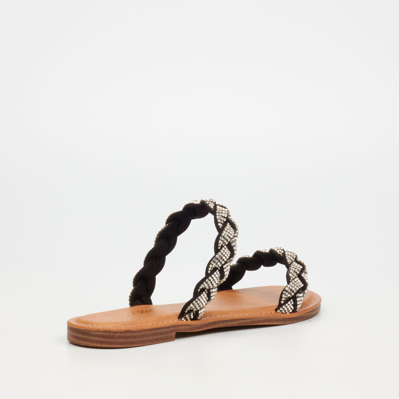 Miss Black Basil 4 Flat Sandal - Black footwear Miss Black   