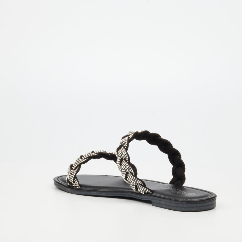 Miss Black Basil 4 Flat Sandal - Black footwear Miss Black