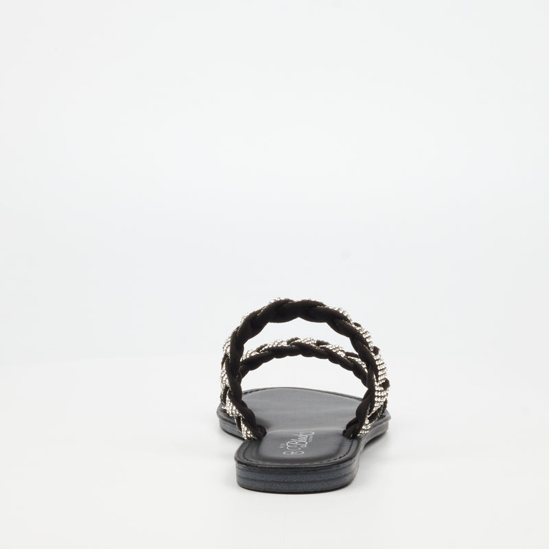 Miss Black Basil 4 Flat Sandal - Black footwear Miss Black