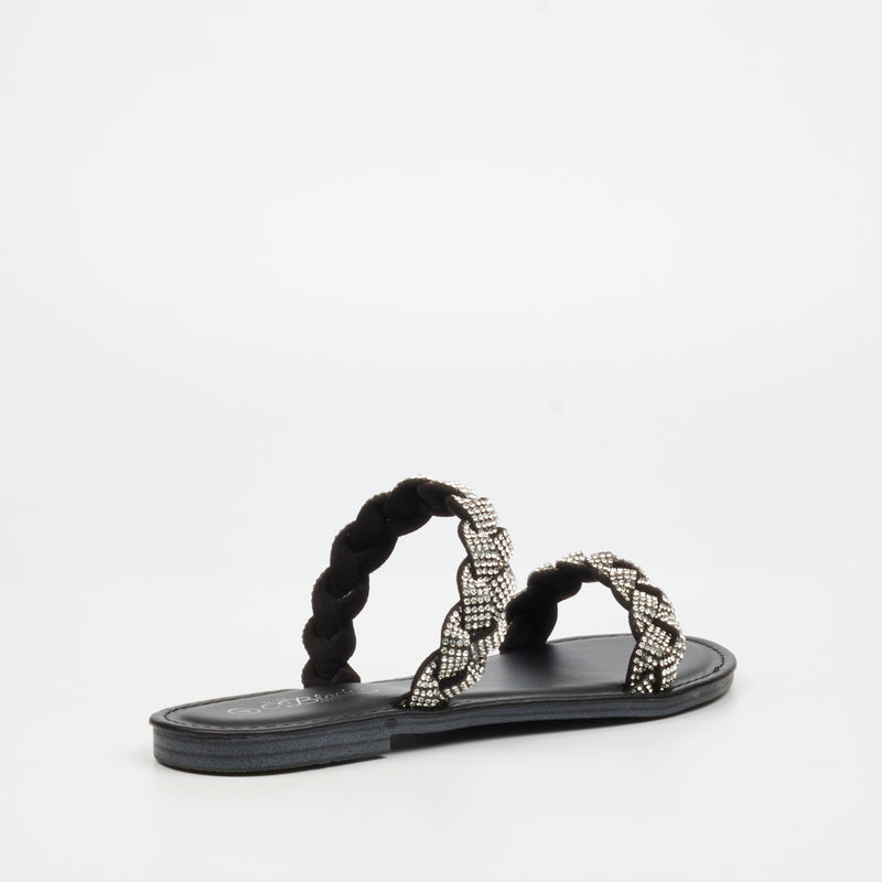 Miss Black Basil 4 Flat Sandal - Black footwear Miss Black