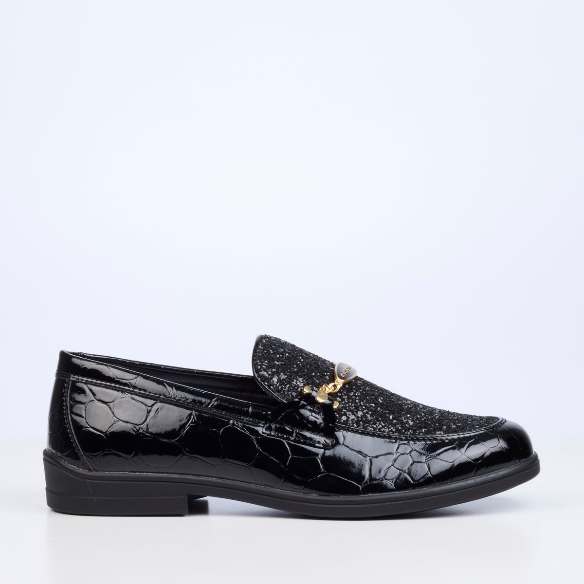 Mazerata Biter 1 Rhinestone/Croc Shoe - Black