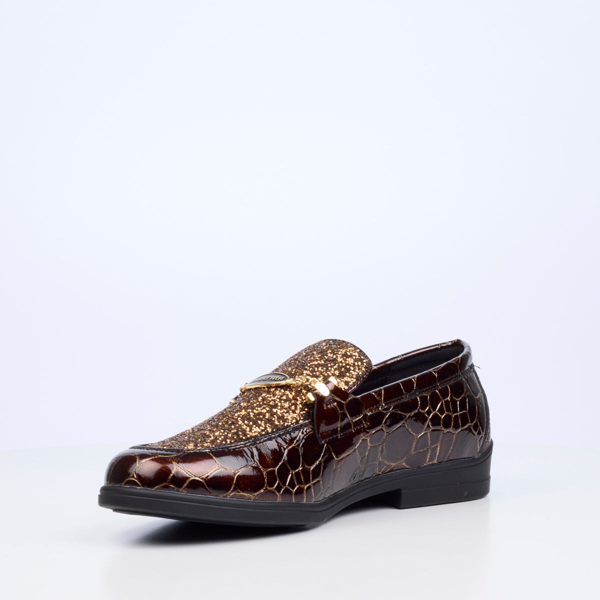 Mazerata Biter 1 Rhinestone/Croc Shoe - Brown