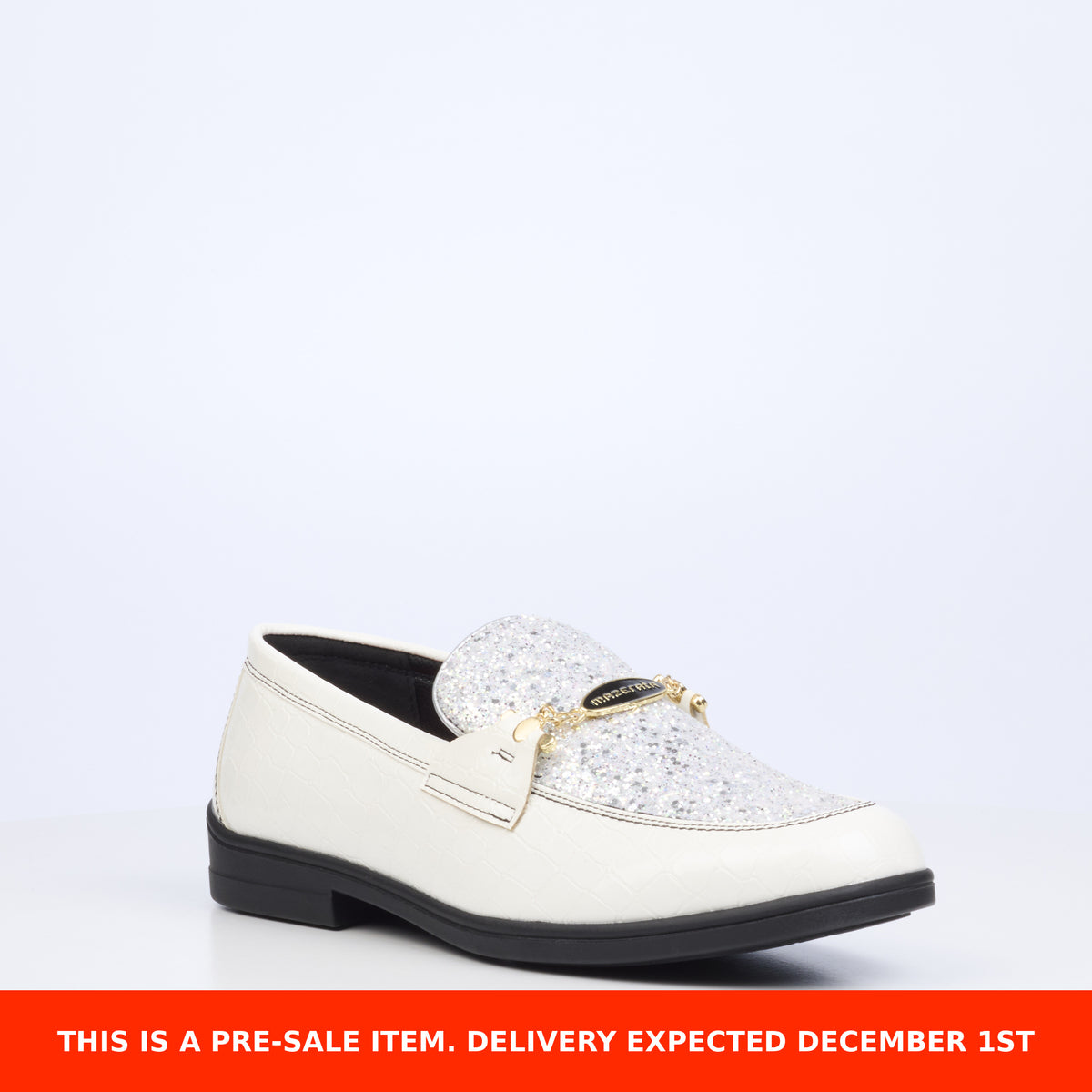 Mazerata Biter 1 Rhinestone/Croc Shoe - White presale