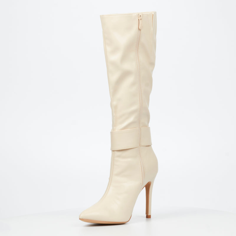 Miss Black Boss 23 High Boot - Bone footwear Miss Black