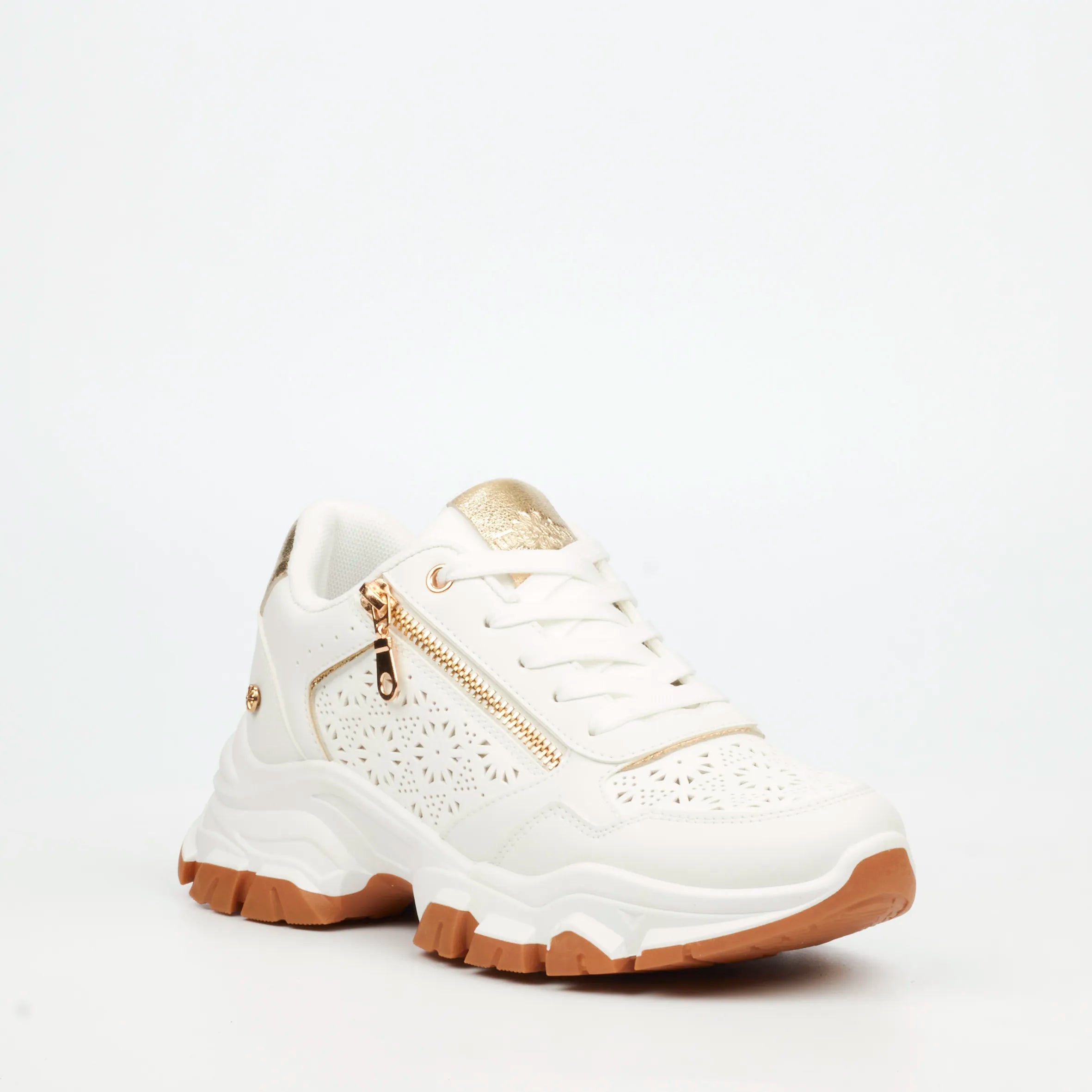 Urbanart Britney 7 Faux Leather Sneaker - White (Ladies)