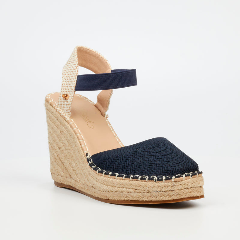 Miss Black Cello 1 Wedge - Navy footwear Miss Black   