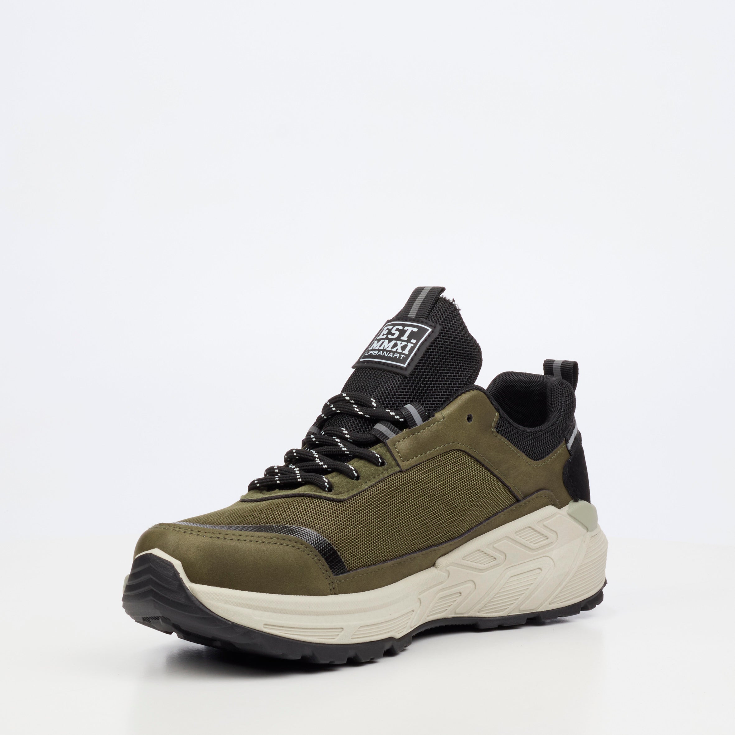 Urbanart Cessna 2 Nylon / Faux Wax Sneaker - Olive footwear Urbanart