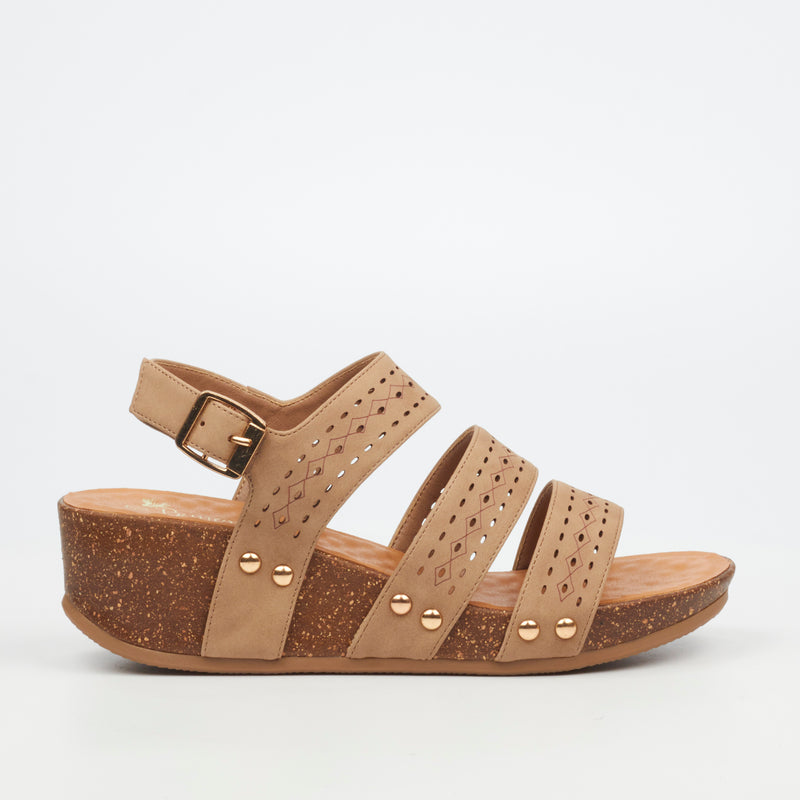 Butterfly Feet Cheyan 2 Wedge - Taupe footwear Butterfly Feet